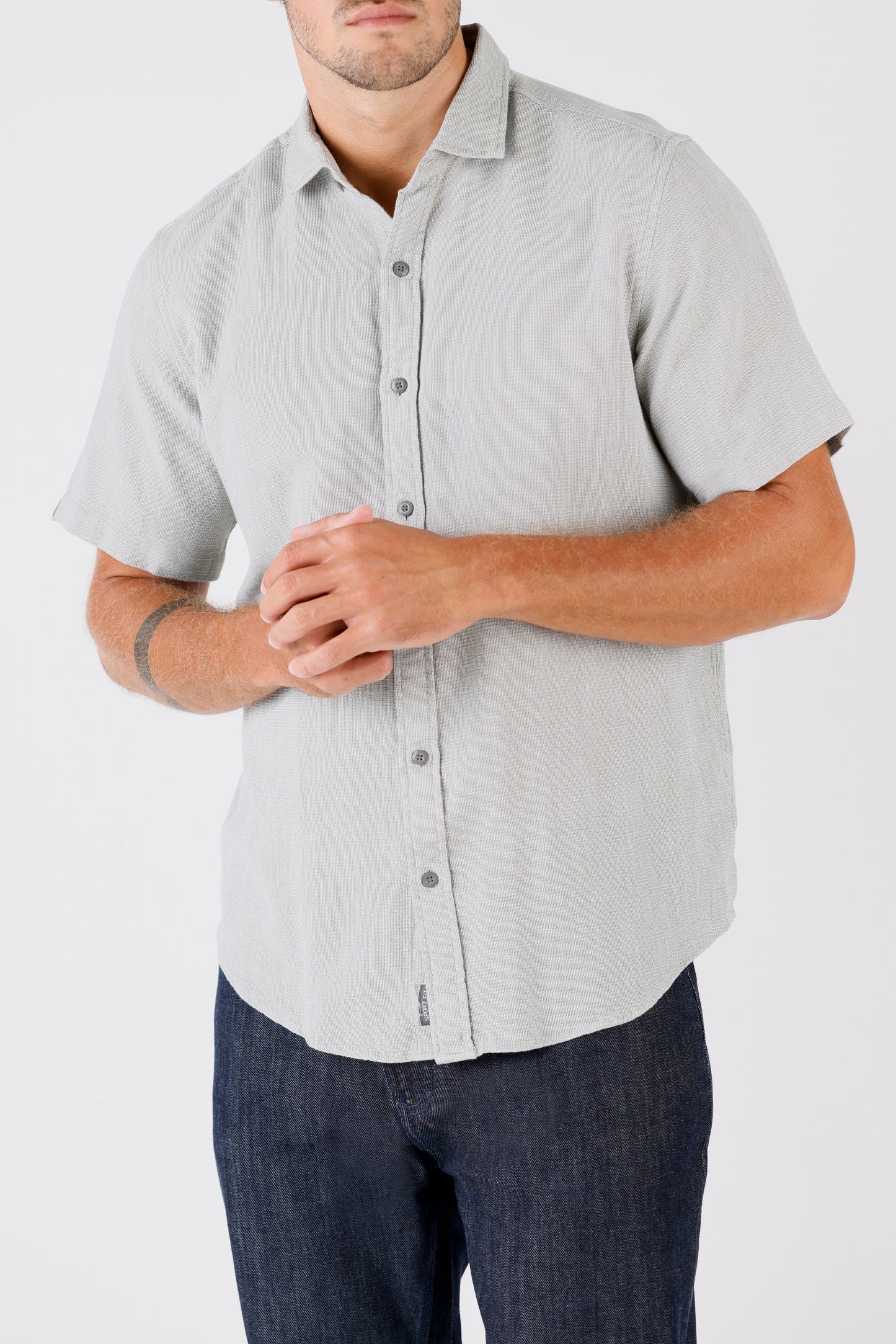 Crocodile Casual Fit HS Linen Shirt Green