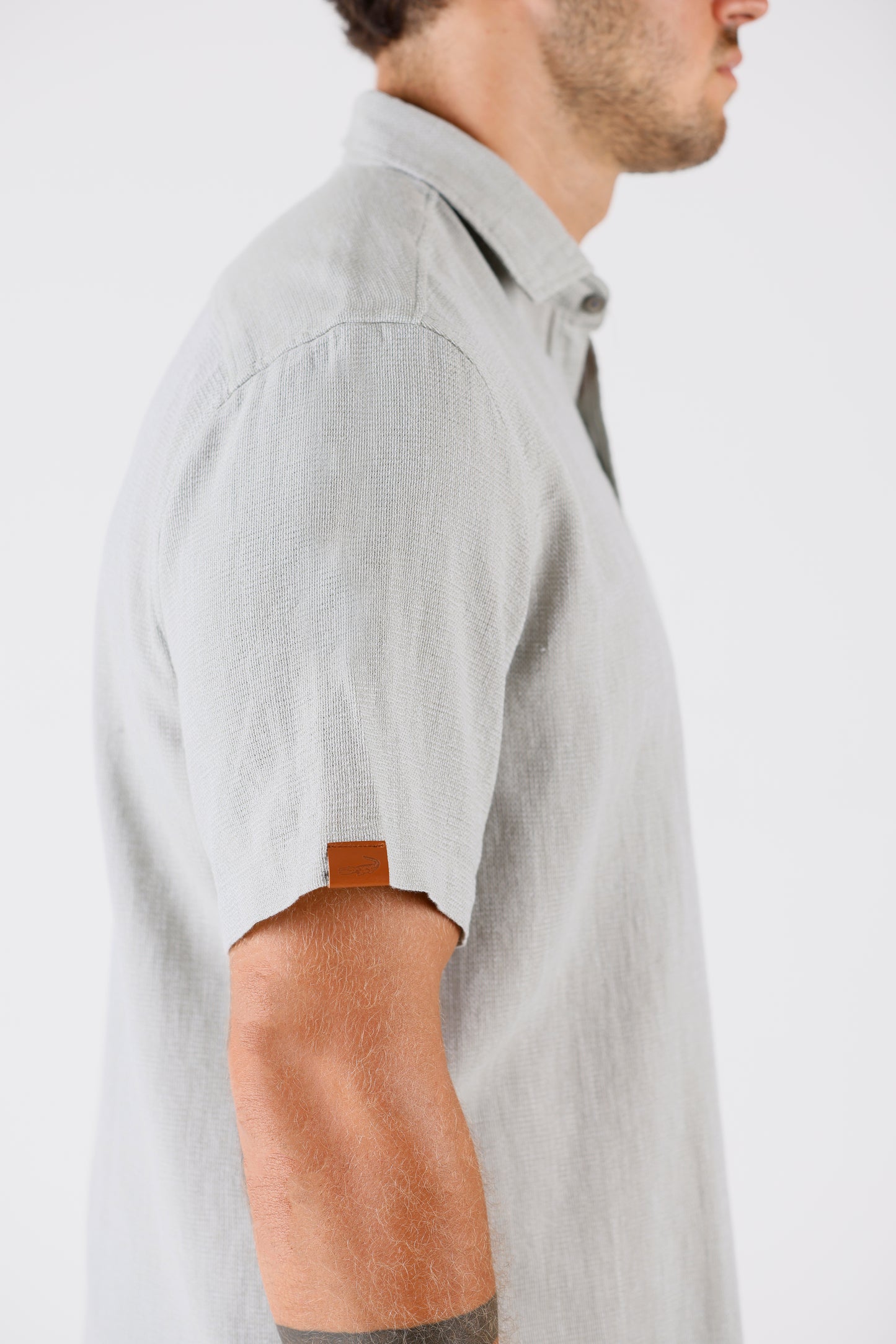 Crocodile Casual Fit HS Linen Shirt Green