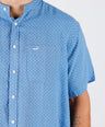 Crocodile Mens Leisure Fit Hs Linen Shirt Mediterranian Blue