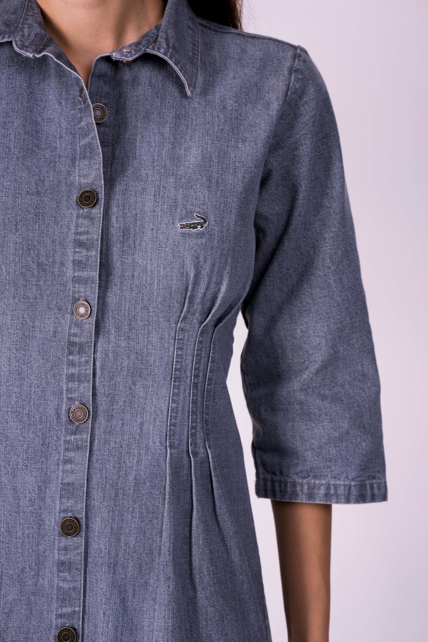 Crocodile Ladies Denim Dress 3/4 Sleeve Black Inck