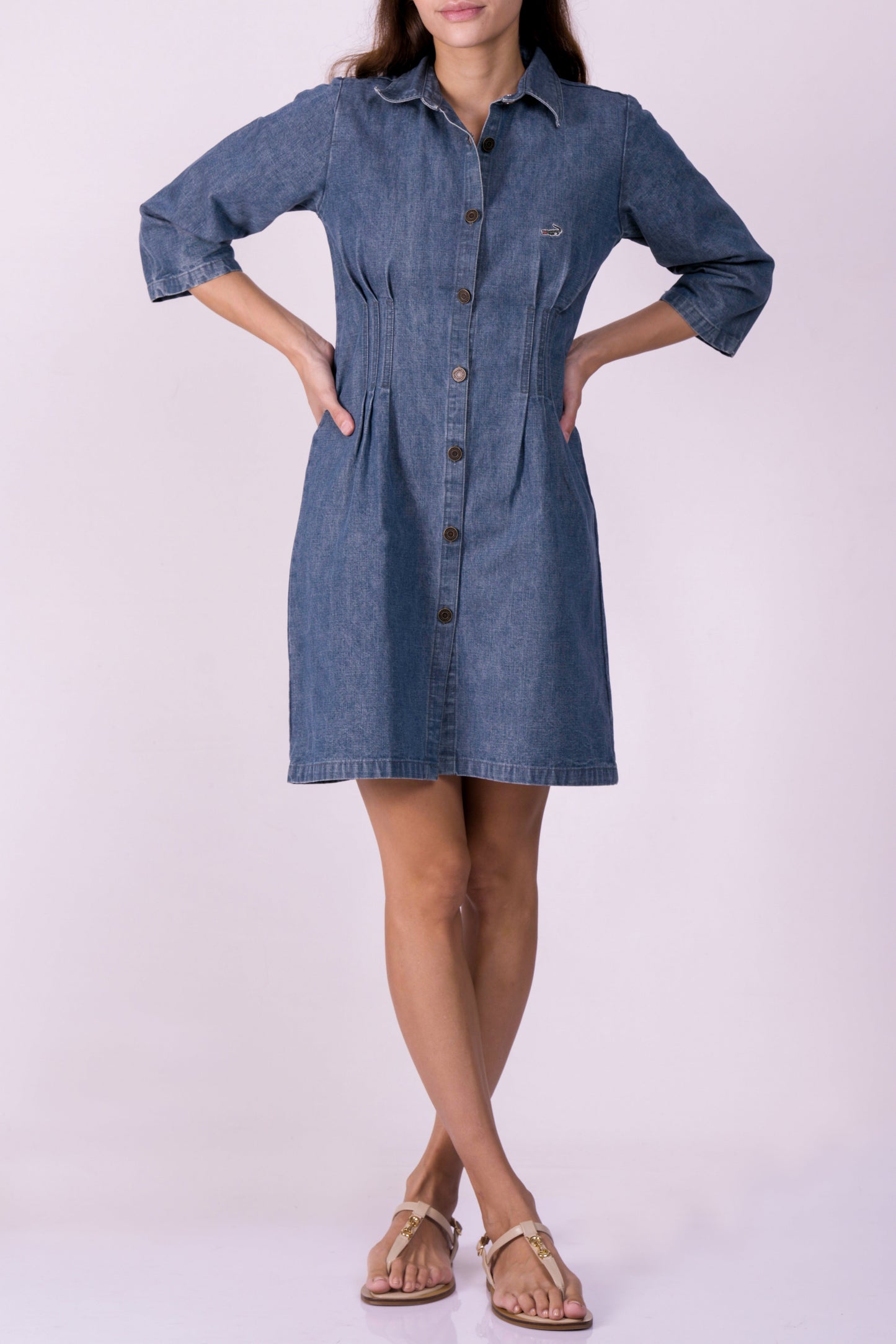 Crocodile Ladies Denim Dress 3/4 Sleeve Jet Set