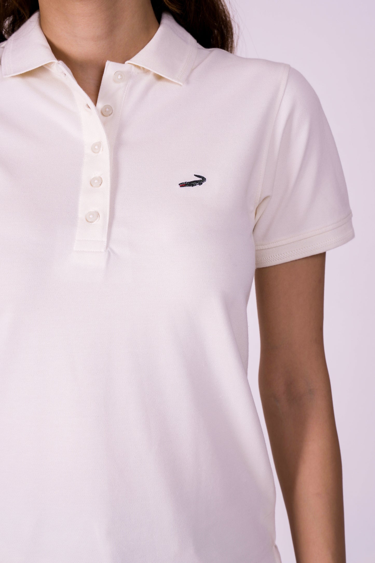 Crocodile Ladies Polo T-Shirt Egret