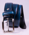 Crocodile Mens Leather Belts - Maroon Blue
