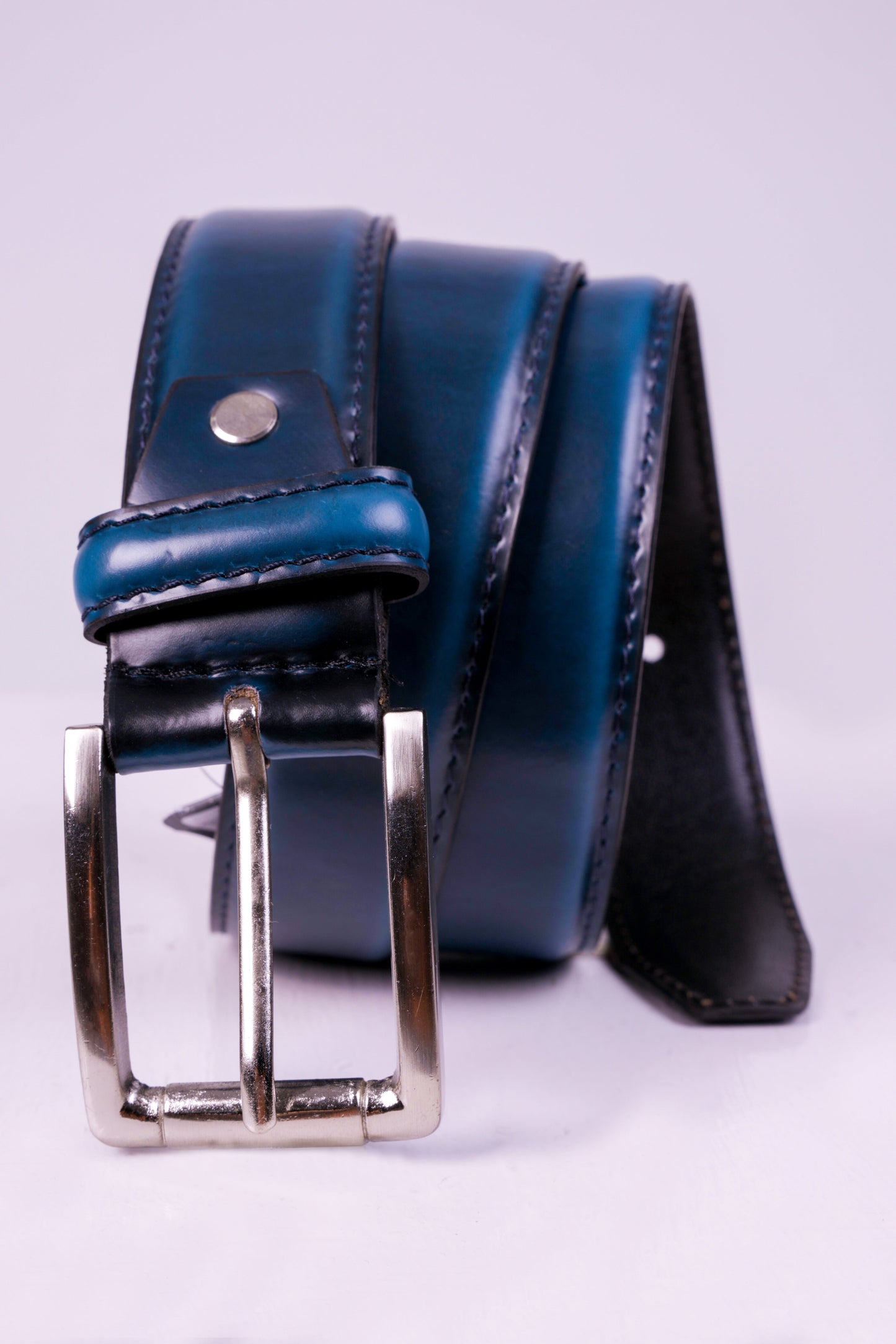 Crocodile Mens Leather Belts - Maroon Blue