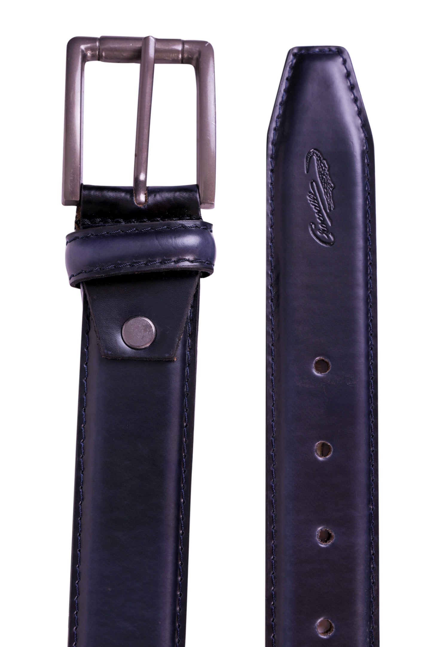 Crocodile Mens Leather Belts - Maroon Dark Blue