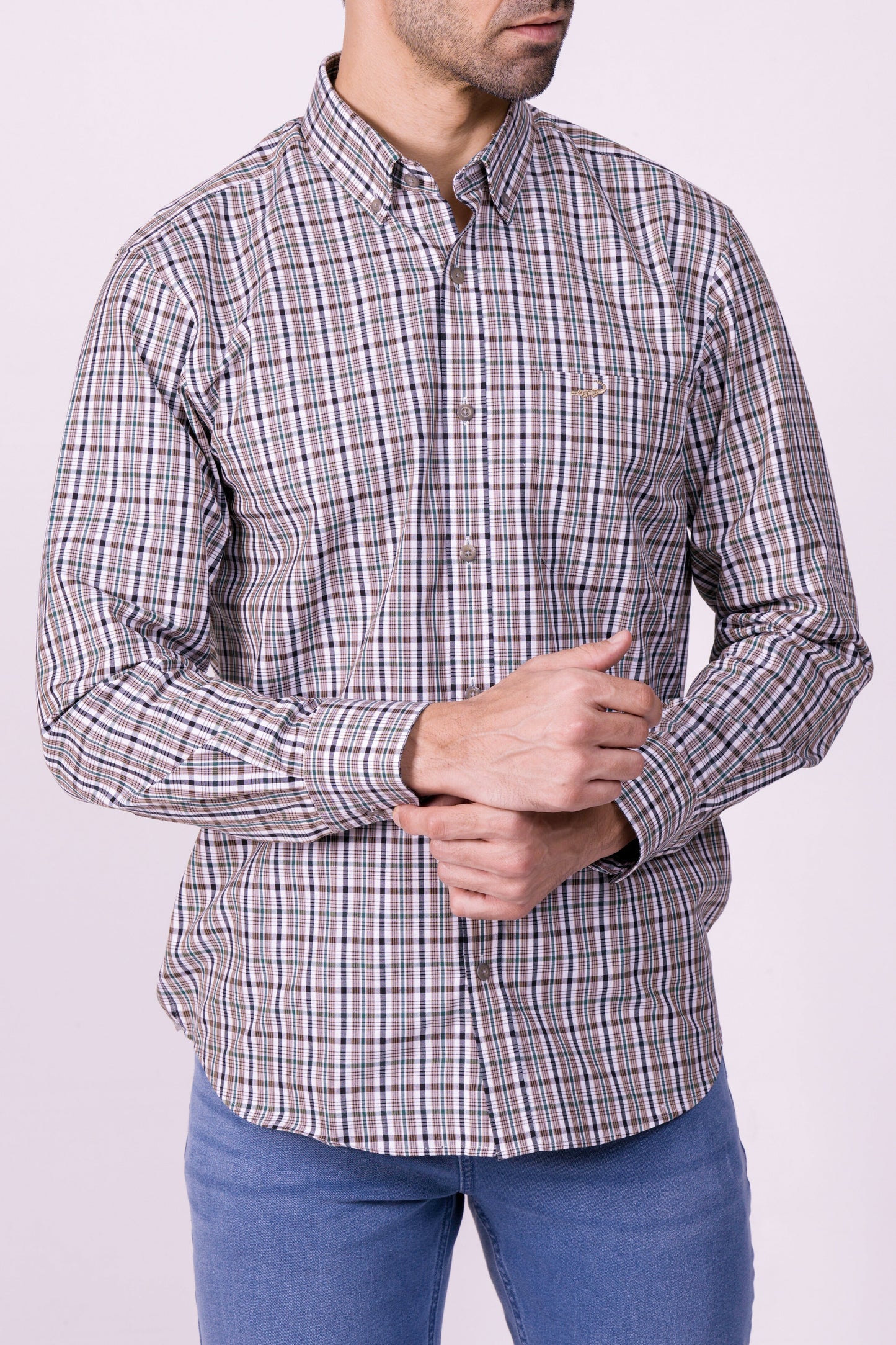 Crocodile Semi Casual Regular Fit Fs Shirt Green Lake