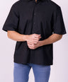 Crocodile Mens Semi Casual Mens Oversized Hs Shirt Black Inck