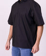 Crocodile Mens Semi Casual Mens Oversized Hs Shirt Black Inck