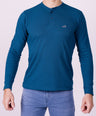 Crocodile Slim Fit Henley T Shirt Blue - Colonial Blue