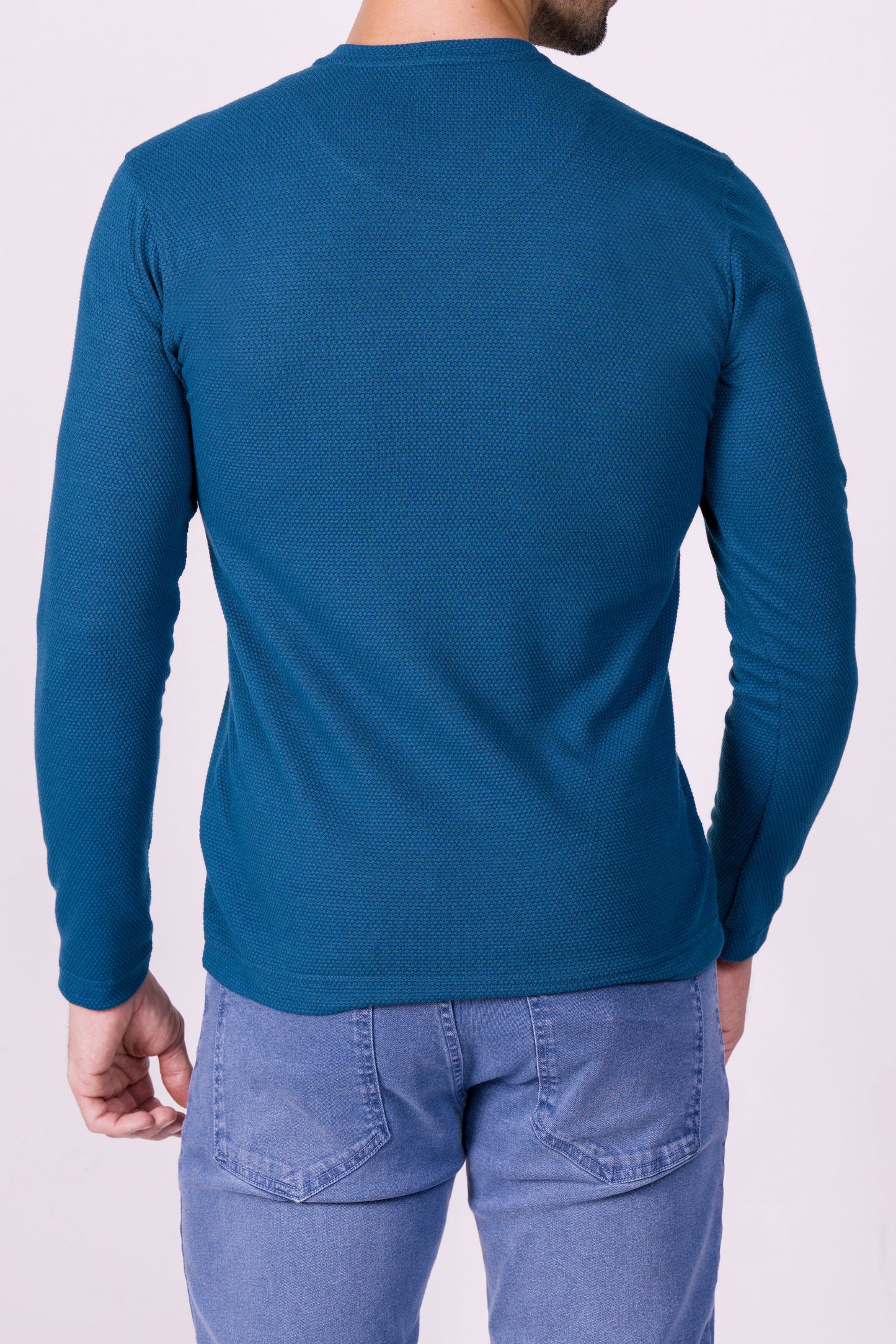 Crocodile Slim Fit Henley T Shirt Blue - Colonial Blue