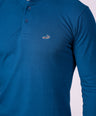 Crocodile Slim Fit Henley T Shirt Blue - Colonial Blue