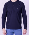 Crocodile Mens Slim Fit Henley Tshirt Navy