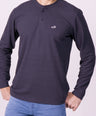 Crocodile Mens Slim Fit Henley Tshirt Charcoal