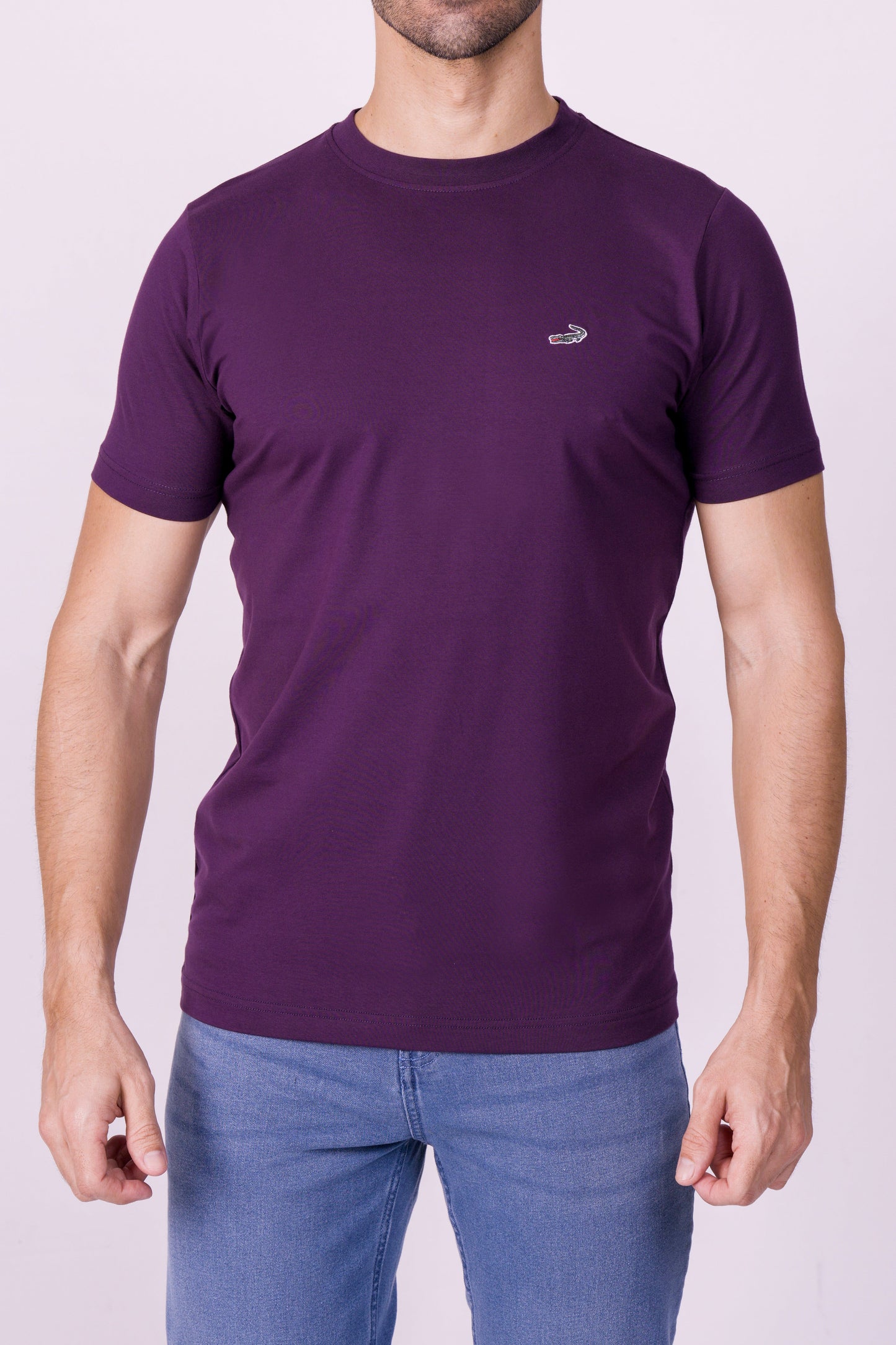 Crocodile Crew Neck  Action Fit Hs T Shirt Purple - Sparkling Grape