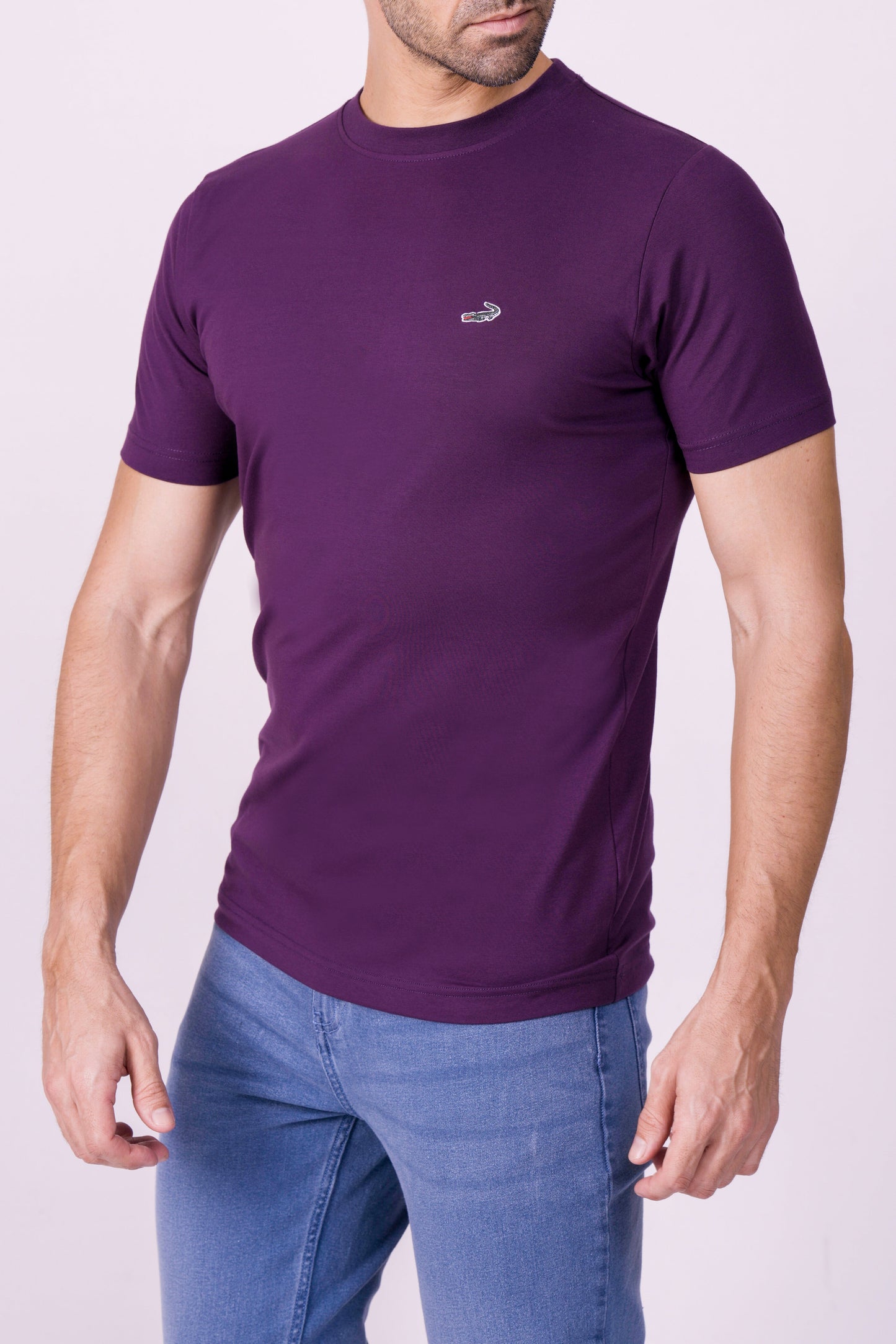 Crocodile Crew Neck  Action Fit Hs T Shirt Purple - Sparkling Grape