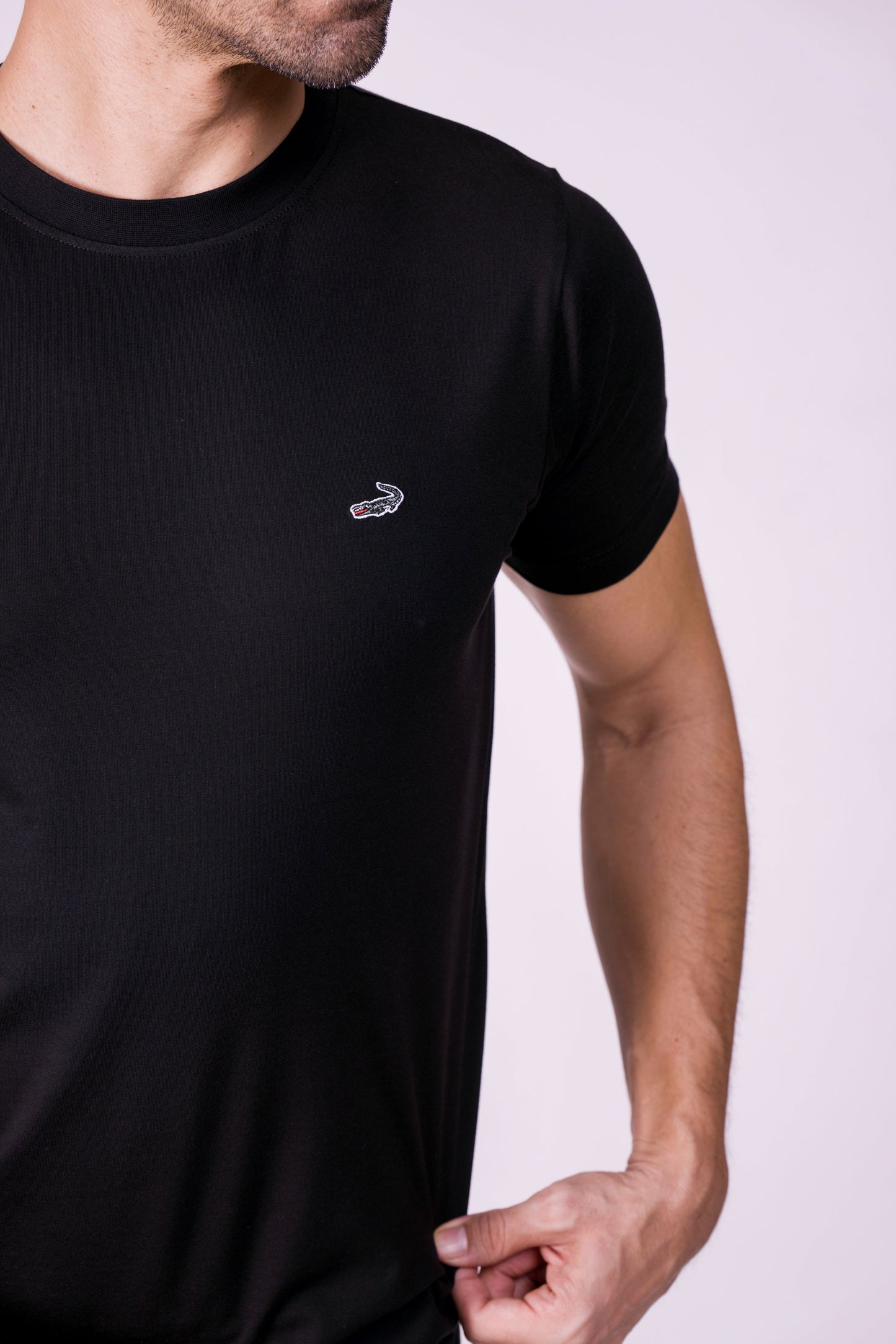 Crocodile Crew Neck  Action Fit Hs T Shirt Black