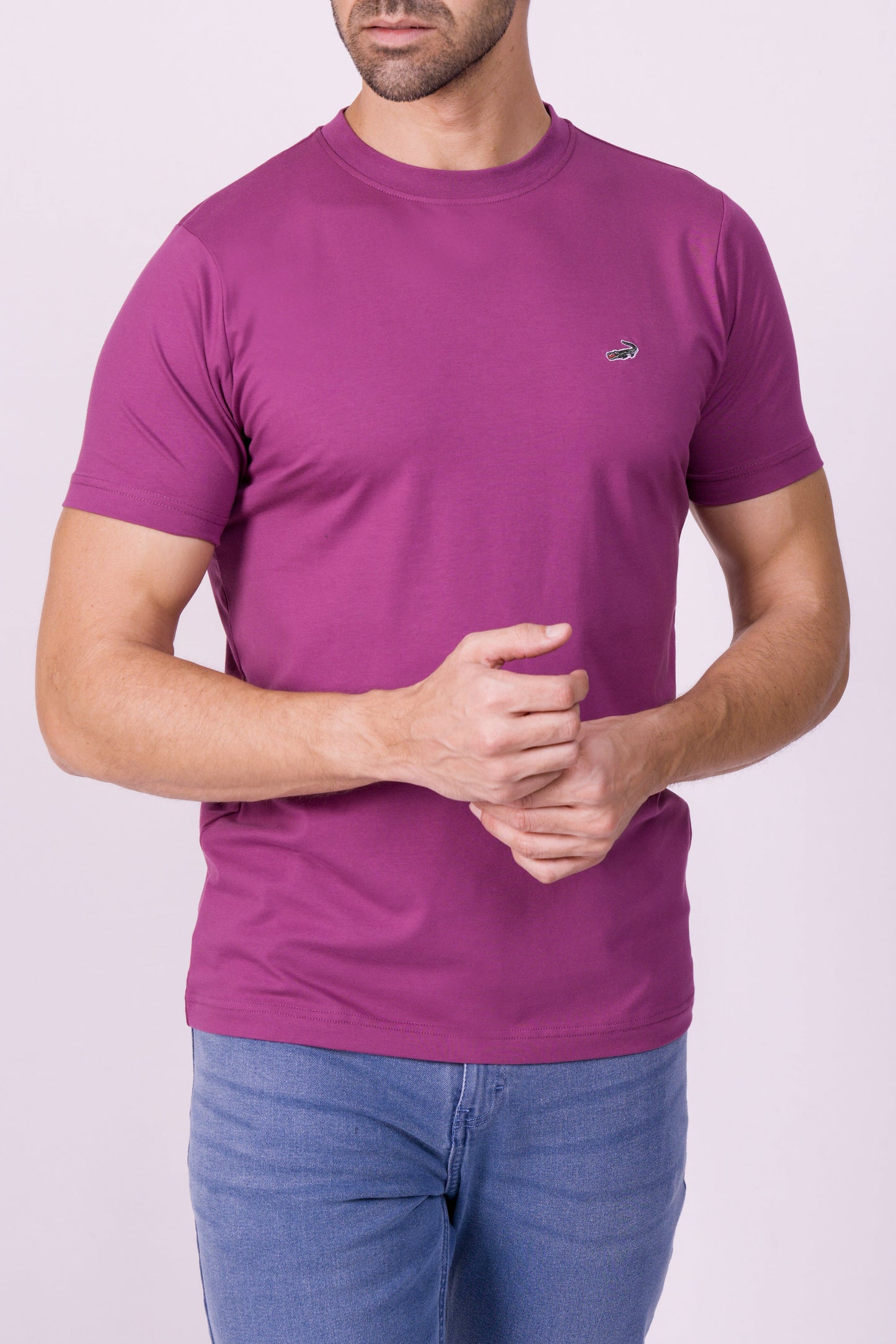 Crocodile Crew Neck  Action Fit Hs T Shirt Purple - Meadow Mauve