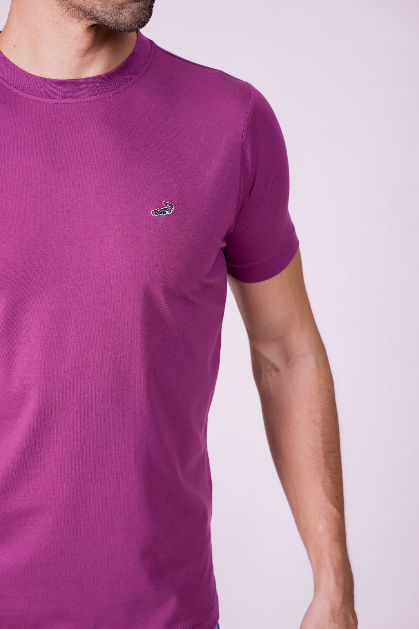 Crocodile Crew Neck  Action Fit Hs T Shirt Purple - Meadow Mauve
