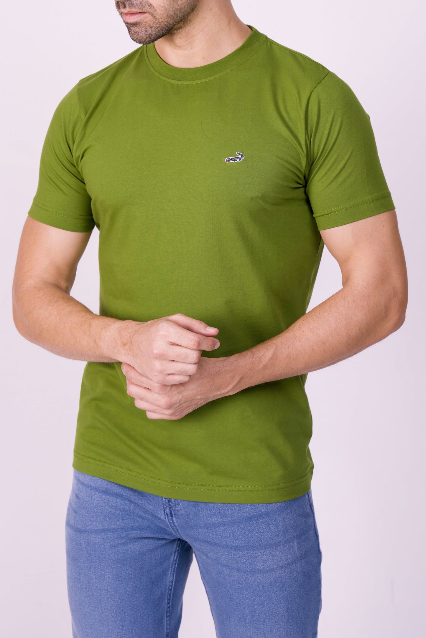 Crocodile Crew Neck  Action Fit Hs T Shirt Green - Elm Green