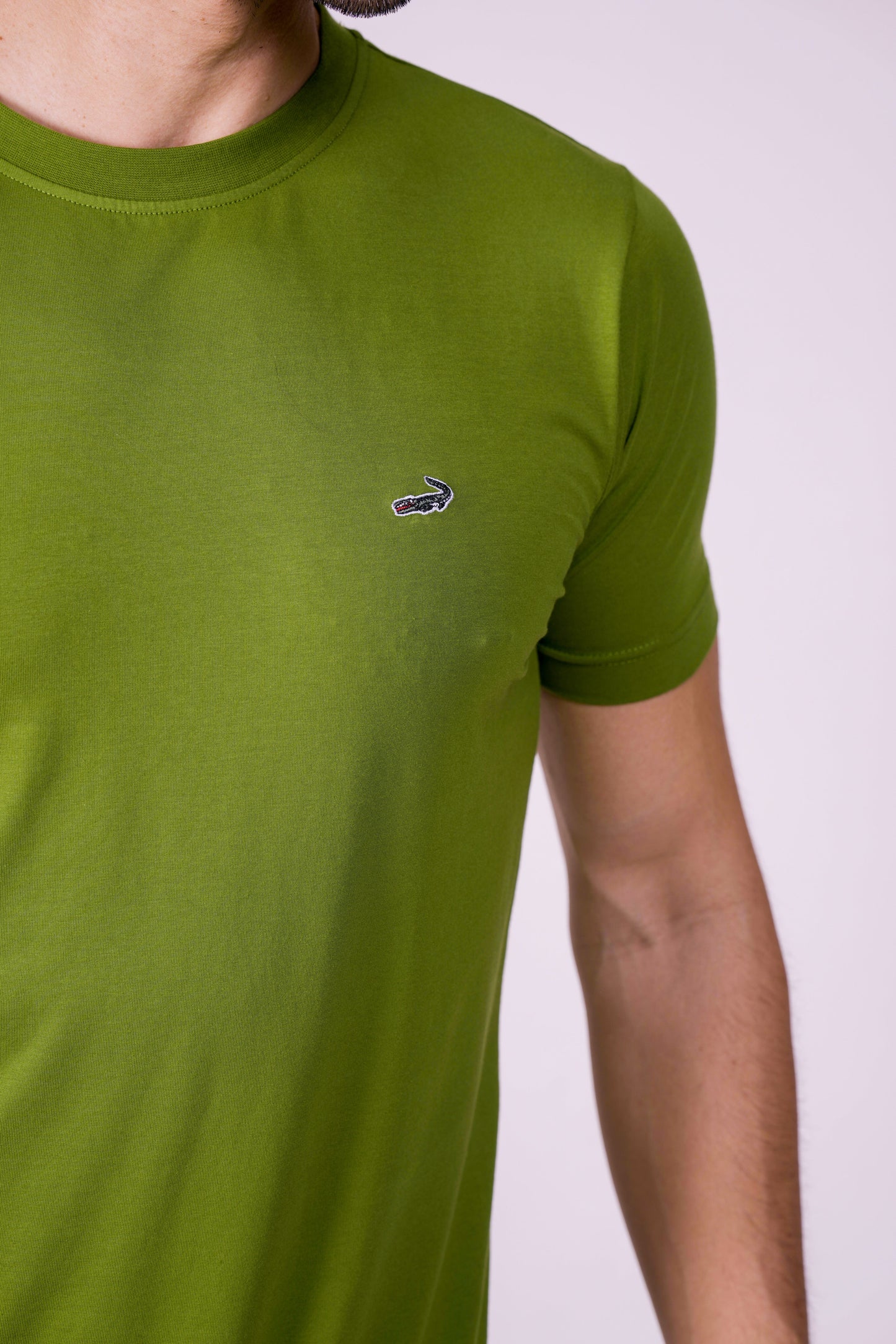 Crocodile Crew Neck  Action Fit Hs T Shirt Green - Elm Green
