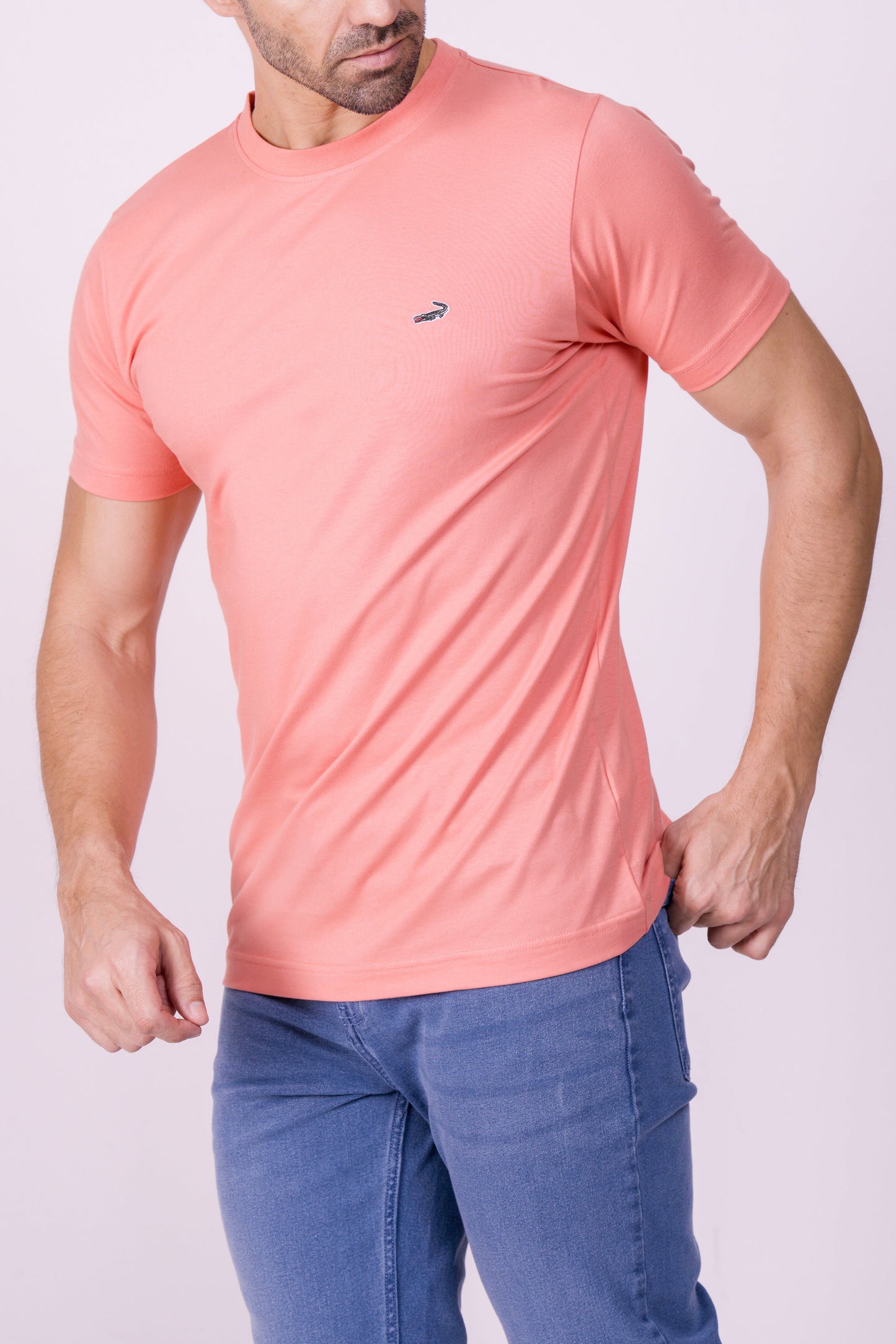 Crocodile Crew Neck  Action Fit Hs T Shirt Orange - Orange Popsicle