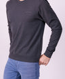 Crocodile Crew Neck Classic Sweater Charcoal