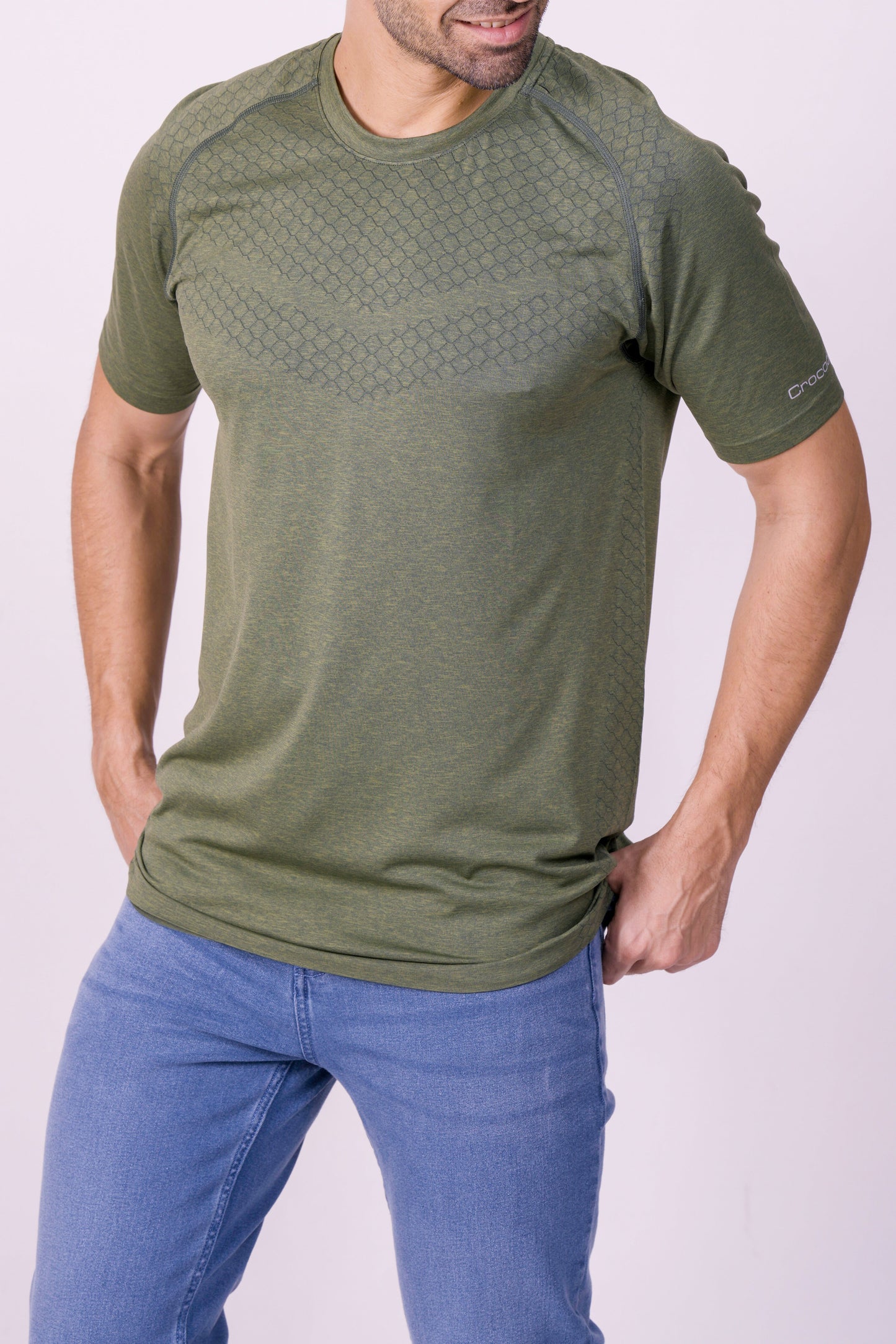 Crocodile - T-Shirt Athleisure Seamless - Olive