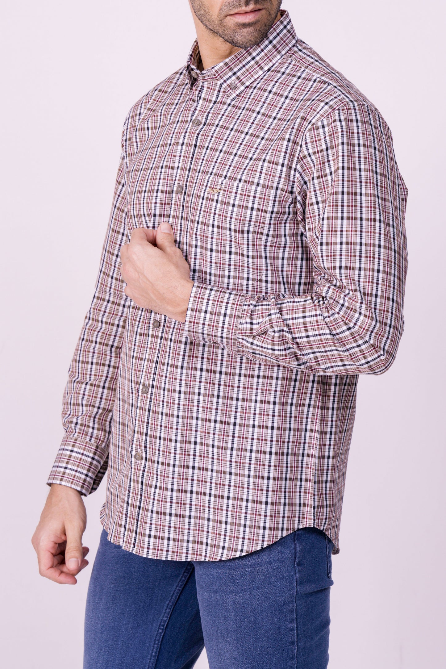 Crocodile Semi Casual Regular Fit Fs Shirt Honey Peach