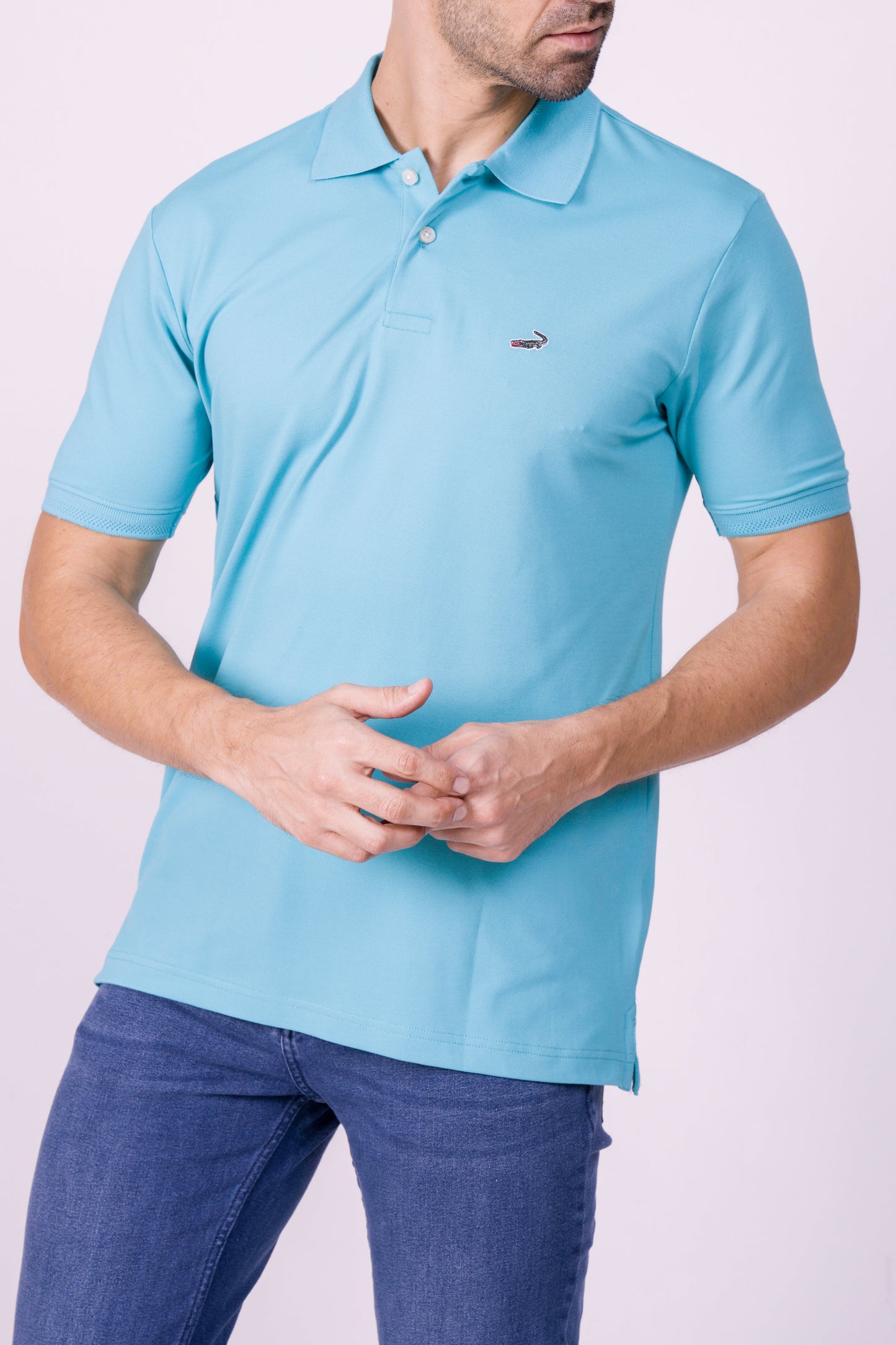 Crocodile Regular Fit Hs Polo T Shirt Peacock Blue