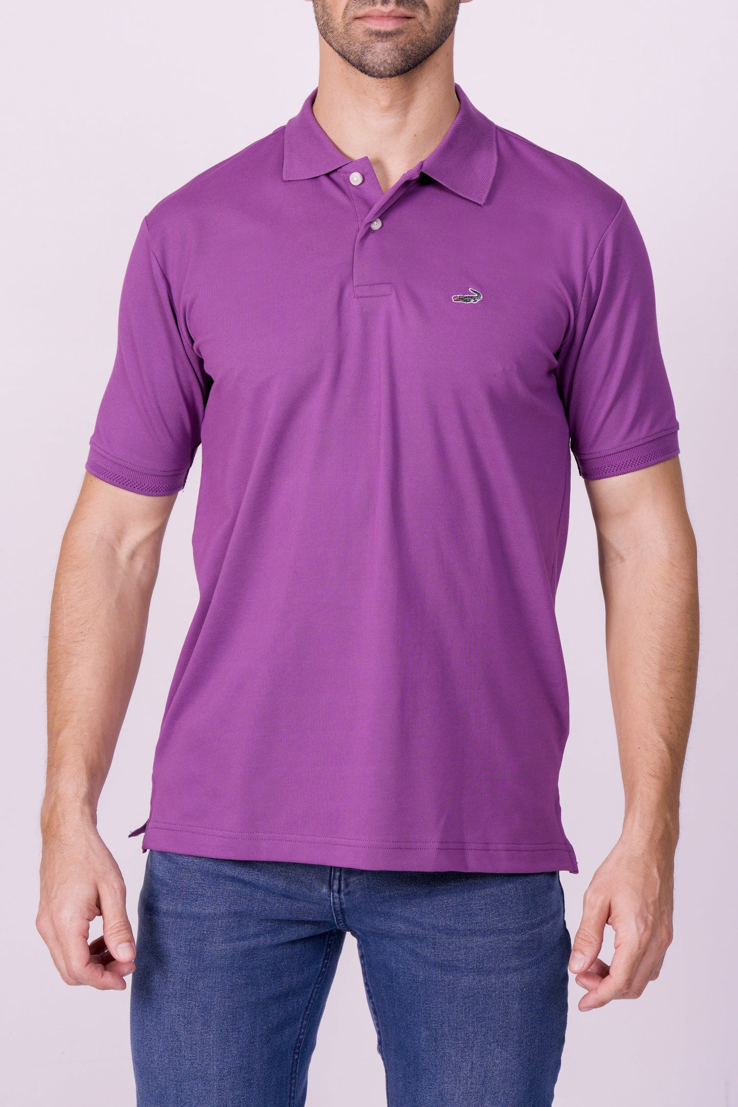Crocodile Regular Fit Hs Polo T Shirt Purple - Sparkling Grape