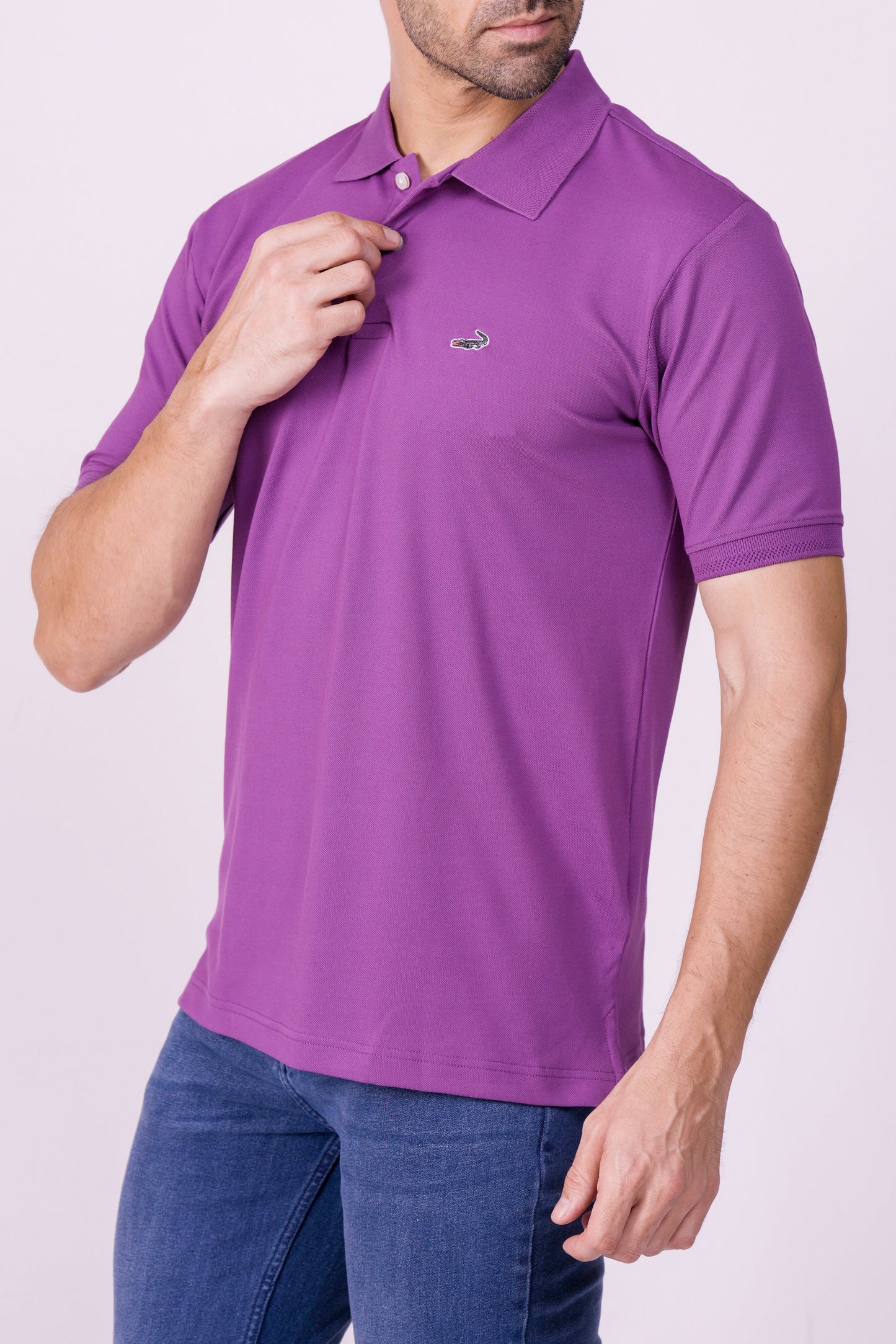 Crocodile Regular Fit Hs Polo T Shirt Purple - Sparkling Grape