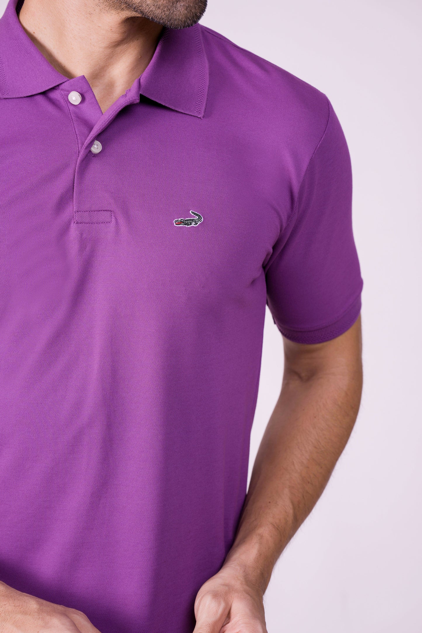 Crocodile Regular Fit Hs Polo T Shirt Purple - Sparkling Grape