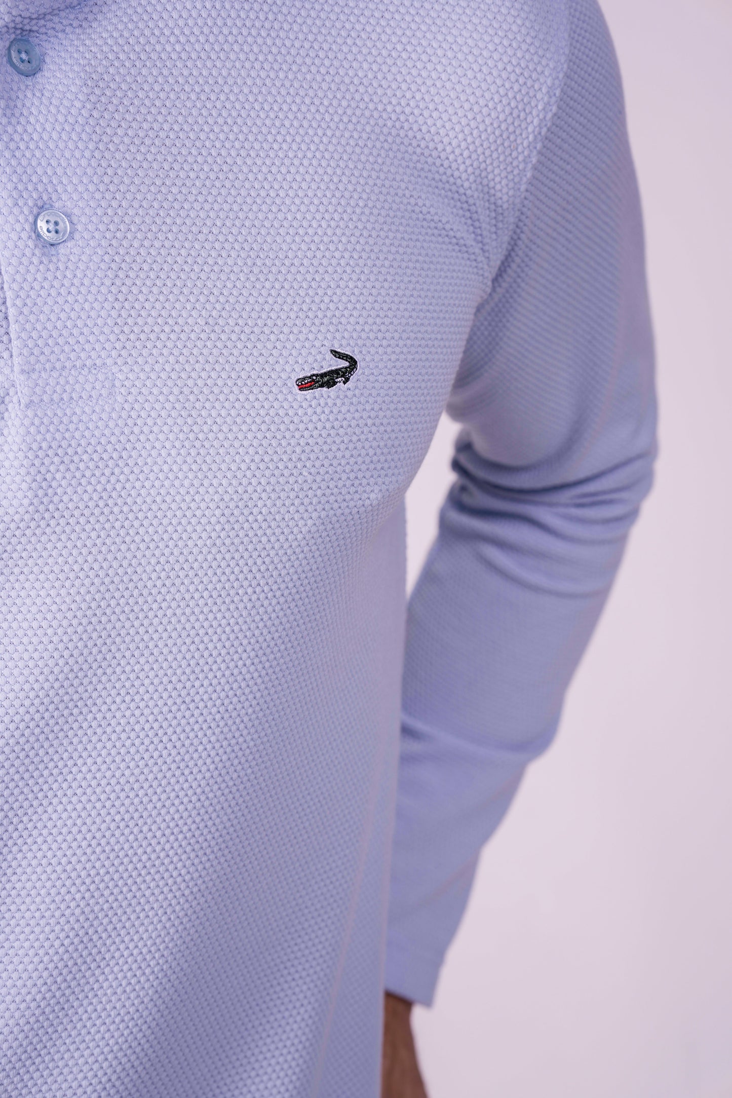 Crocodile Slim Fit Henley T Shirt Sky