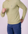 Crocodile Slim Fit Henley T Shirt Green - Pastel Green