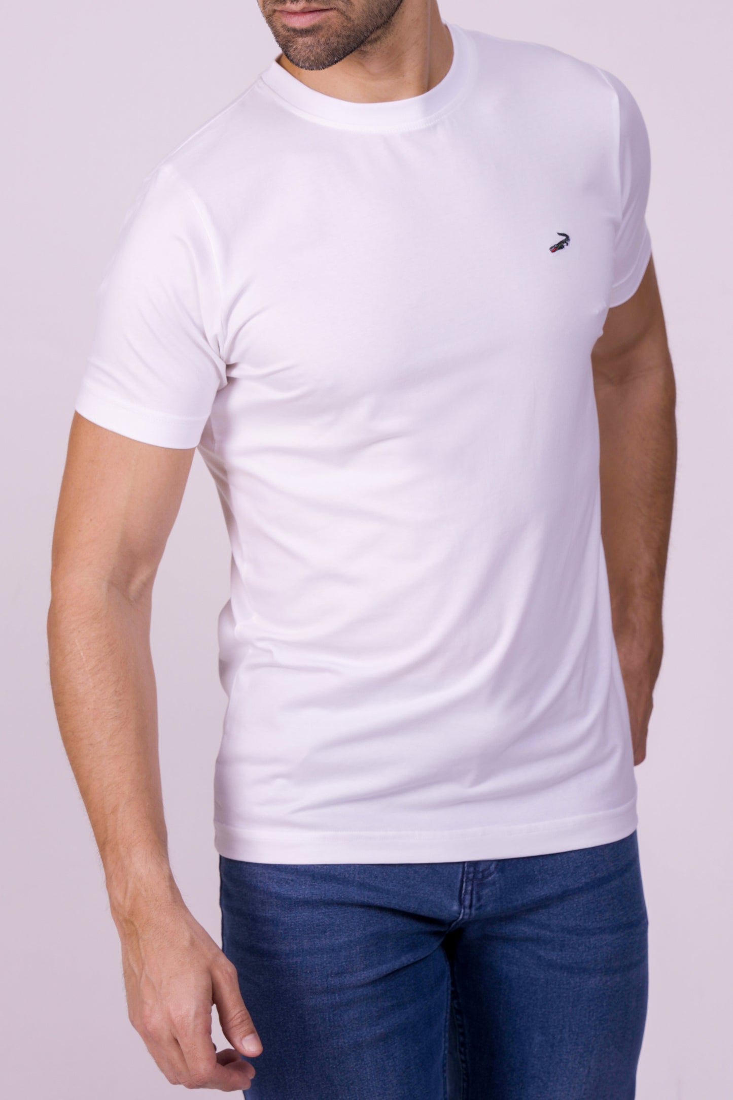 Crocodile Crew Neck  Action Fit Hs T Shirt White