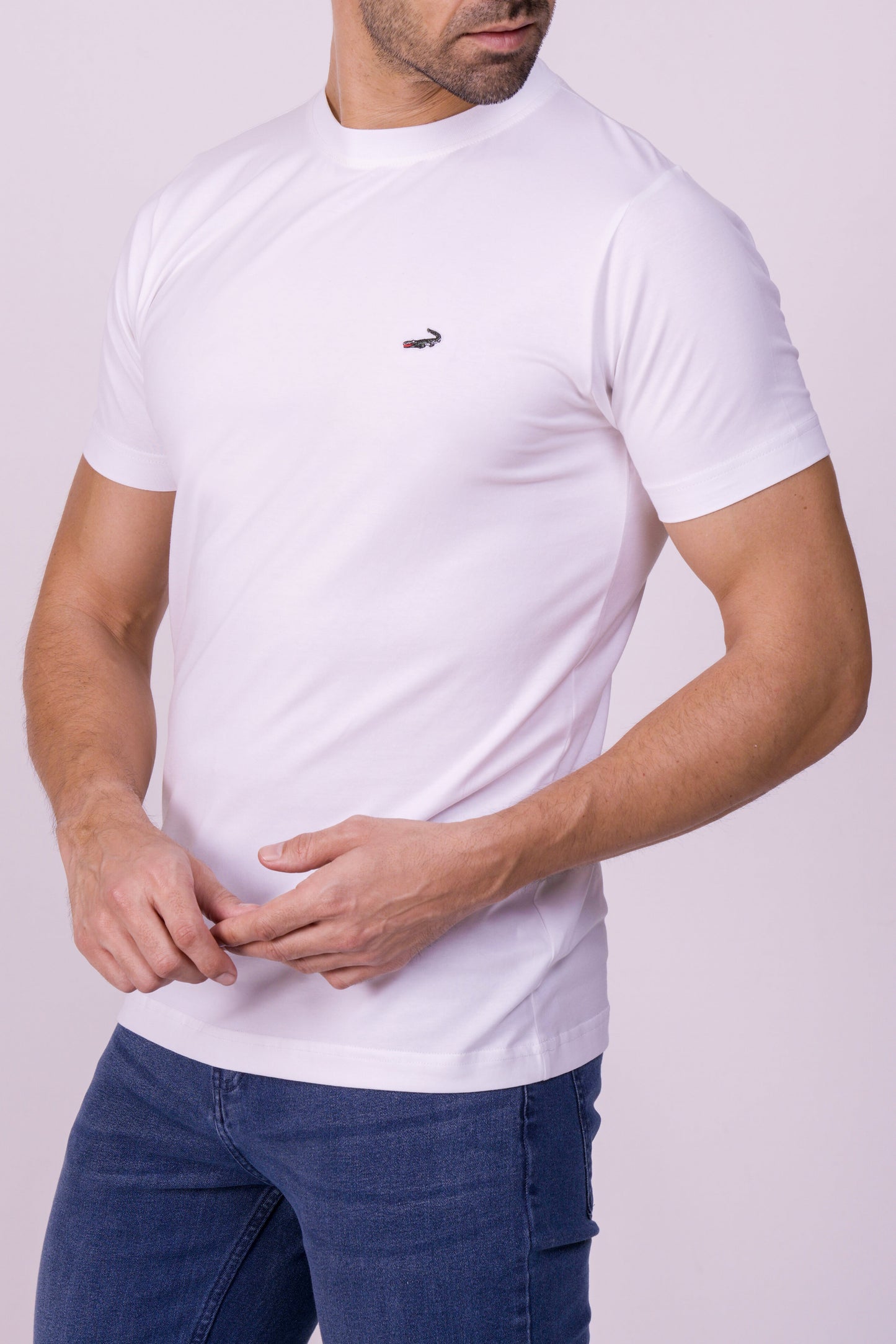 Crocodile Crew Neck  Action Fit Hs T Shirt White