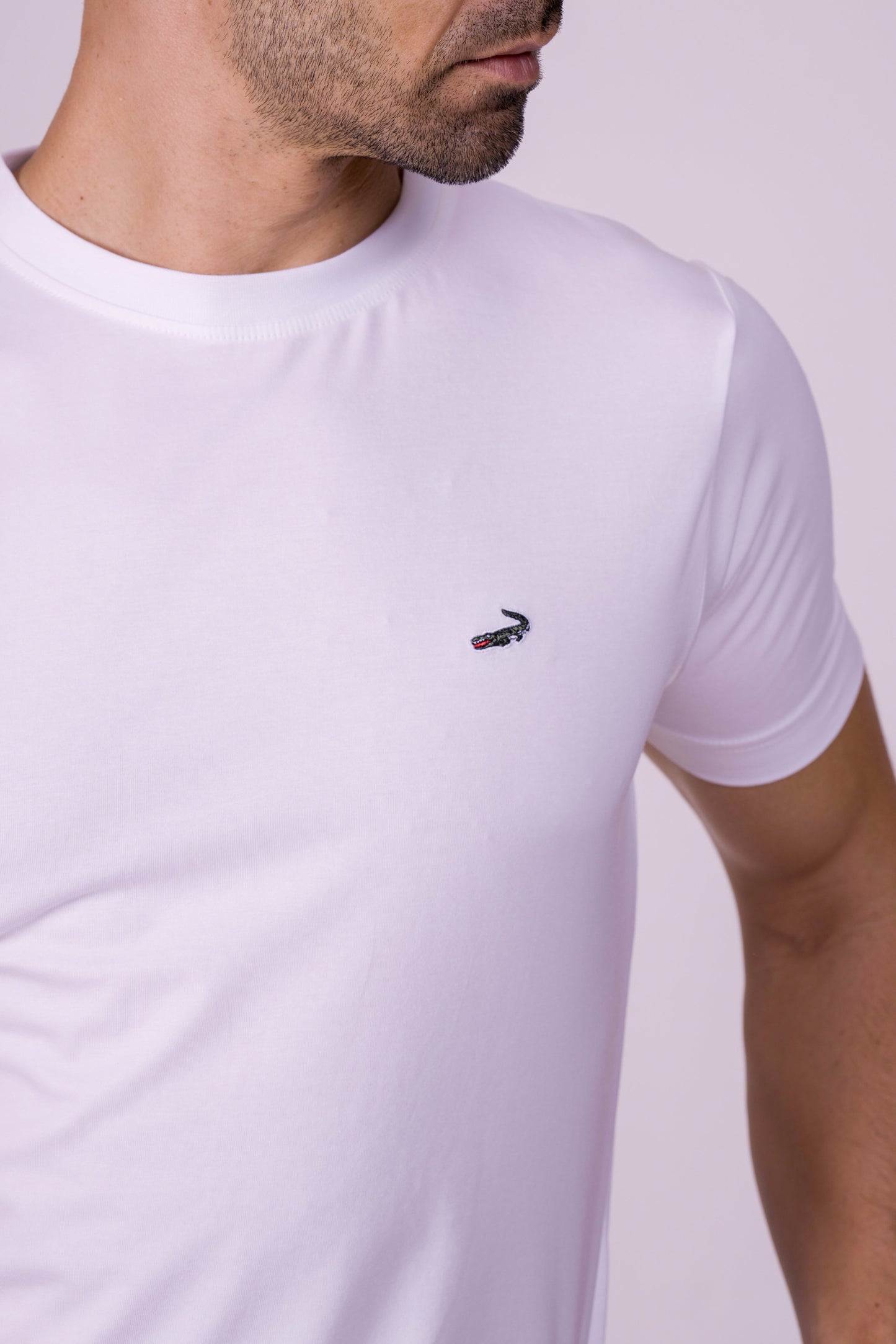 Crocodile Crew Neck  Action Fit Hs T Shirt White