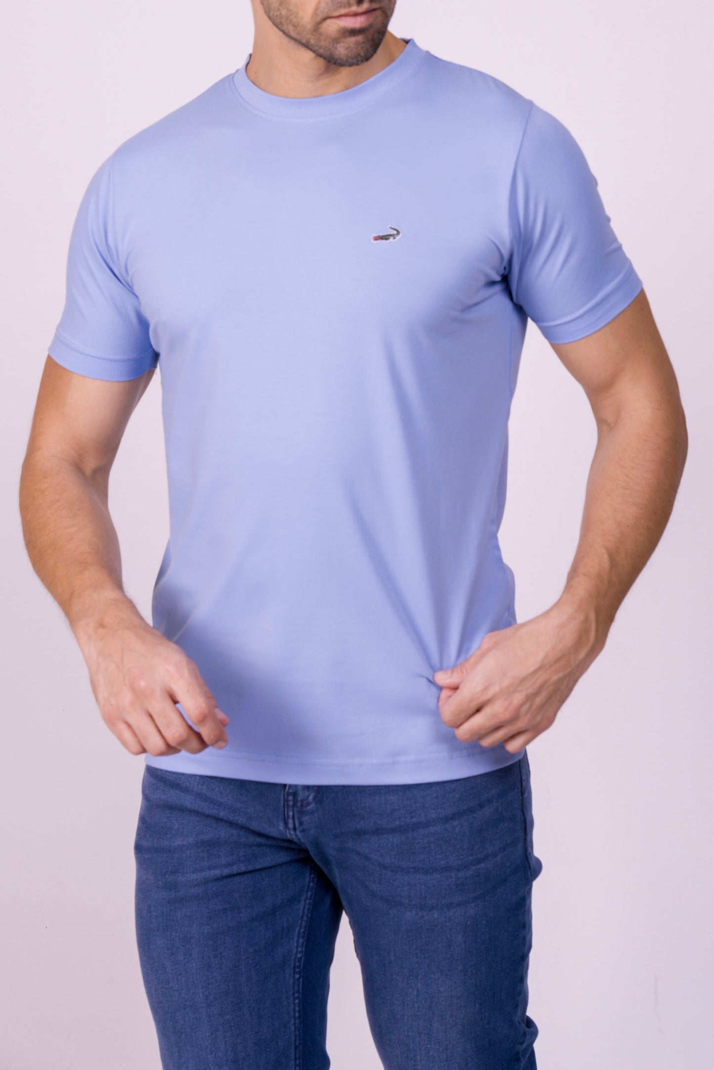 Crocodile Crew Neck  Action Fit Hs T Shirt Blue - Cashmere Blue