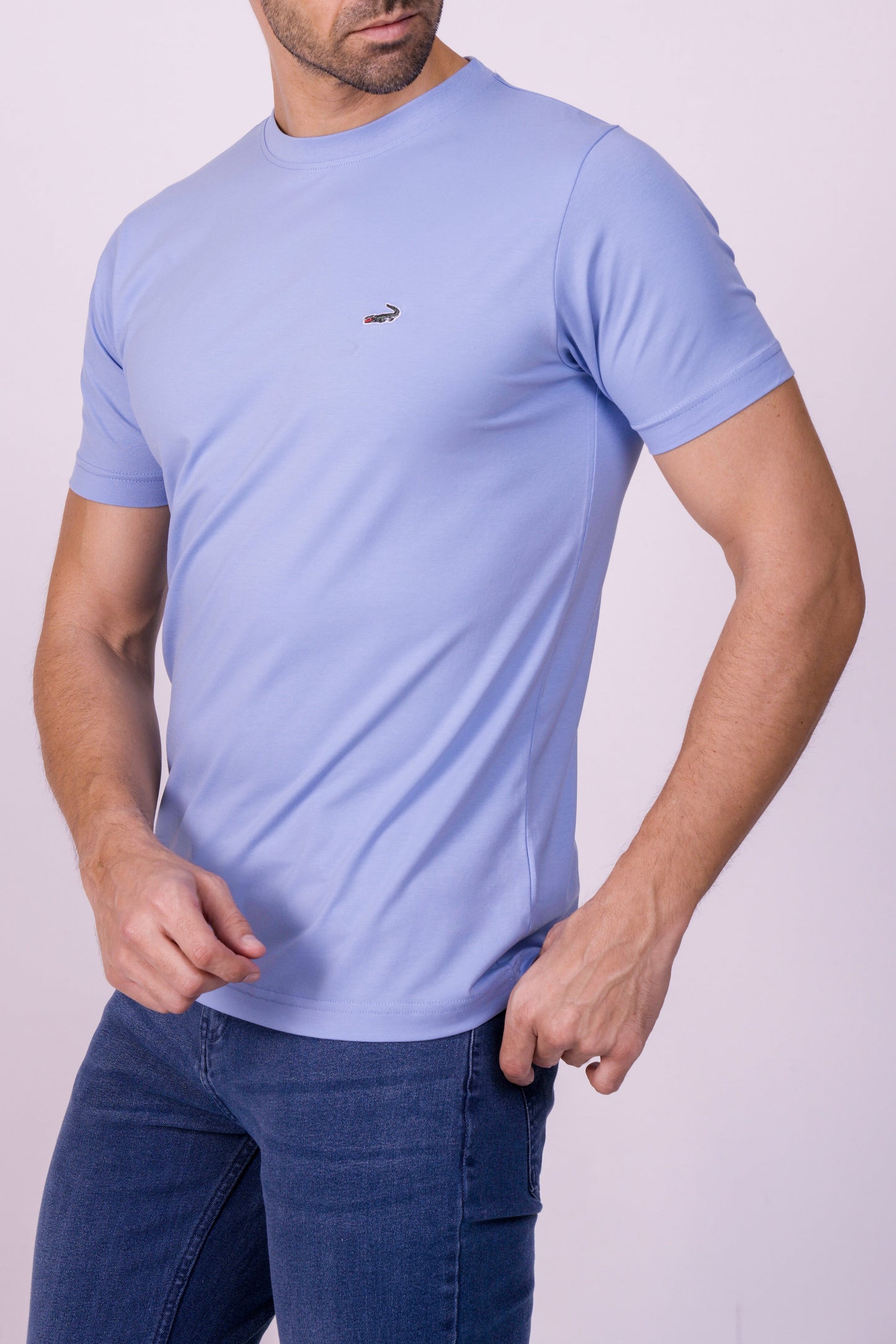 Crocodile Crew Neck  Action Fit Hs T Shirt Blue - Cashmere Blue