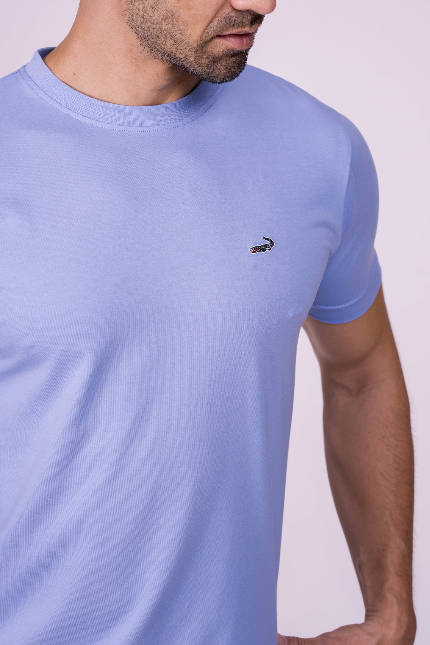 Crocodile Crew Neck  Action Fit Hs T Shirt Blue - Cashmere Blue