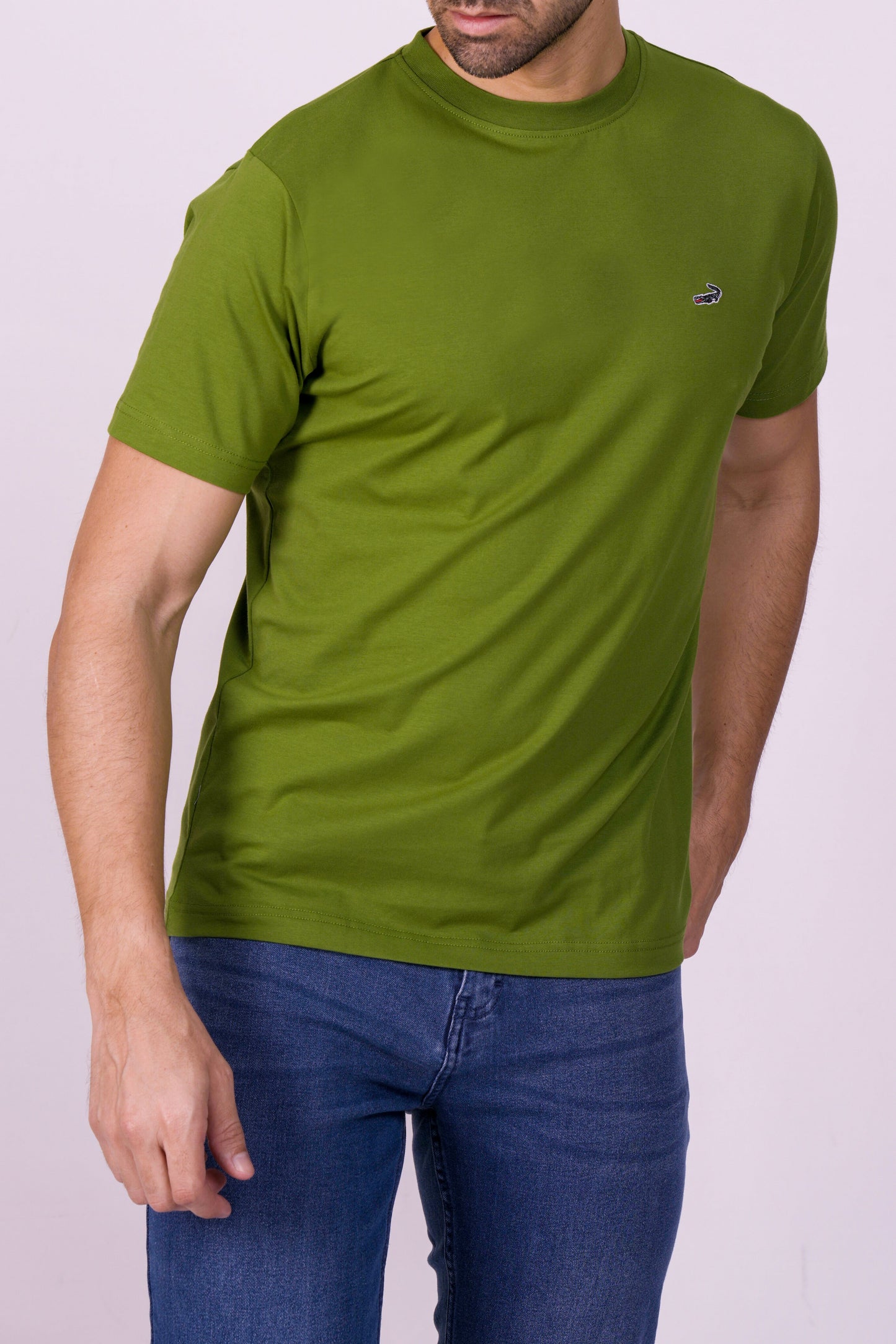 Crocodile Crew Neck T Shirt Green - Elm Green