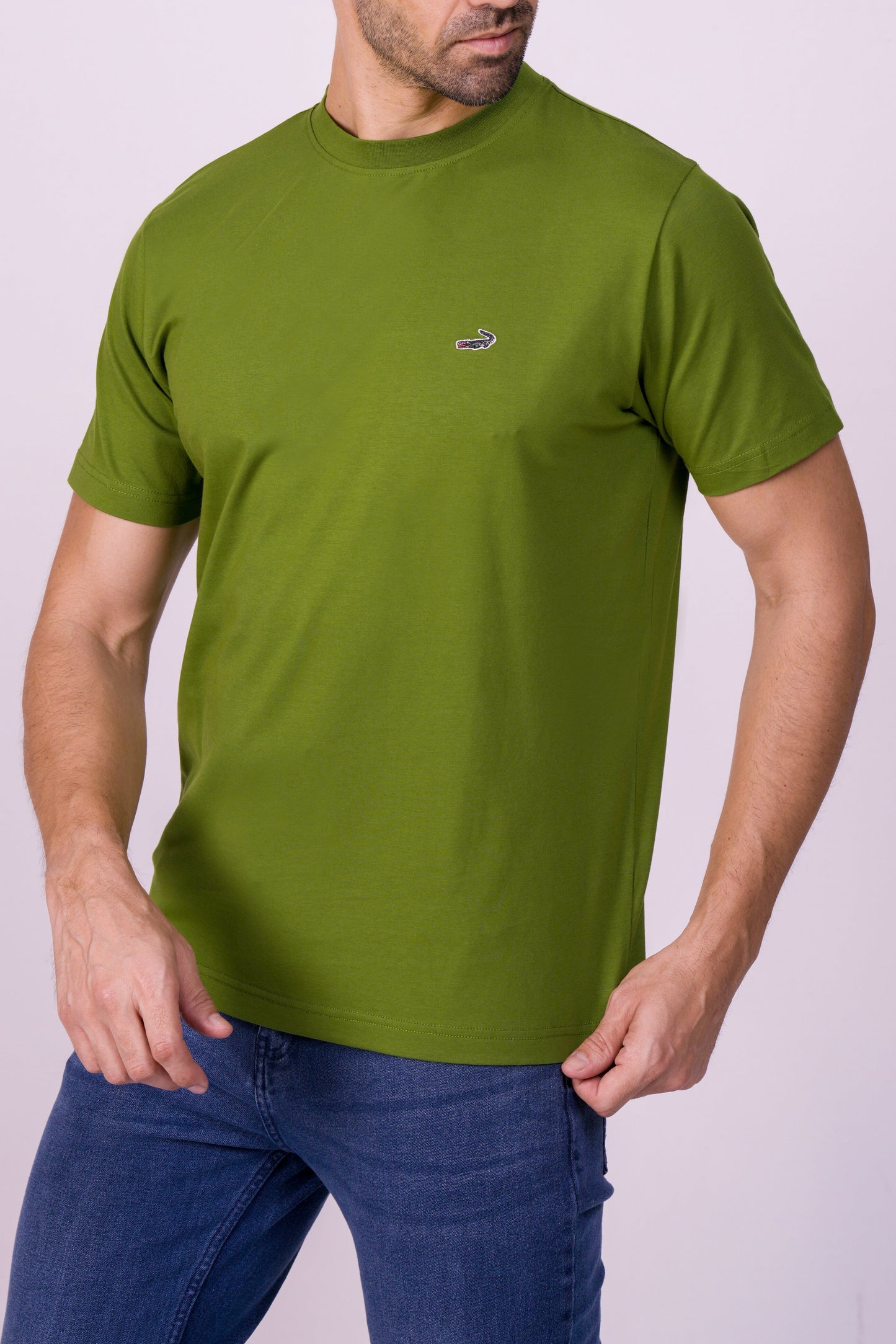 Crocodile Crew Neck T Shirt Green - Elm Green