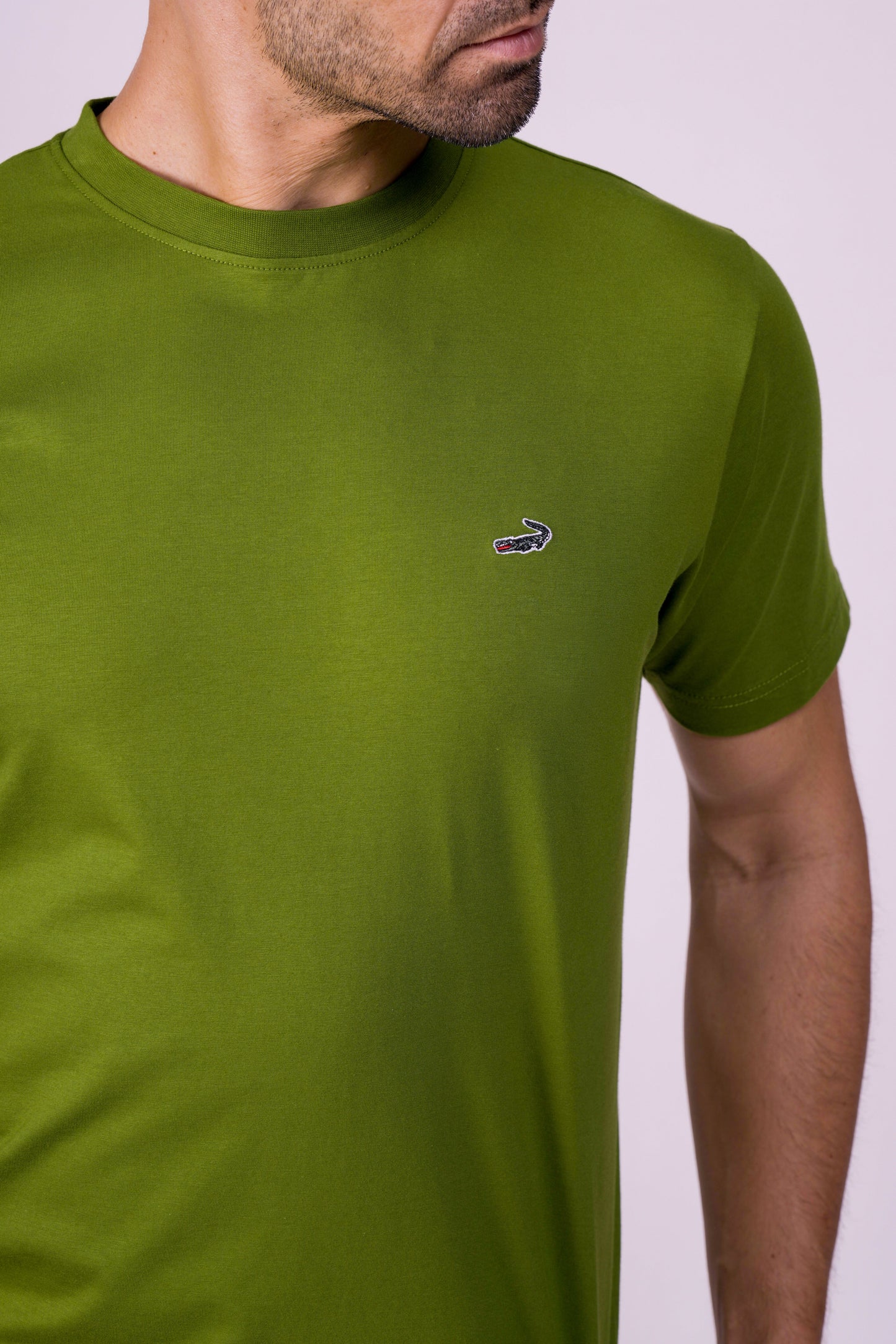 Crocodile Crew Neck T Shirt Green - Elm Green