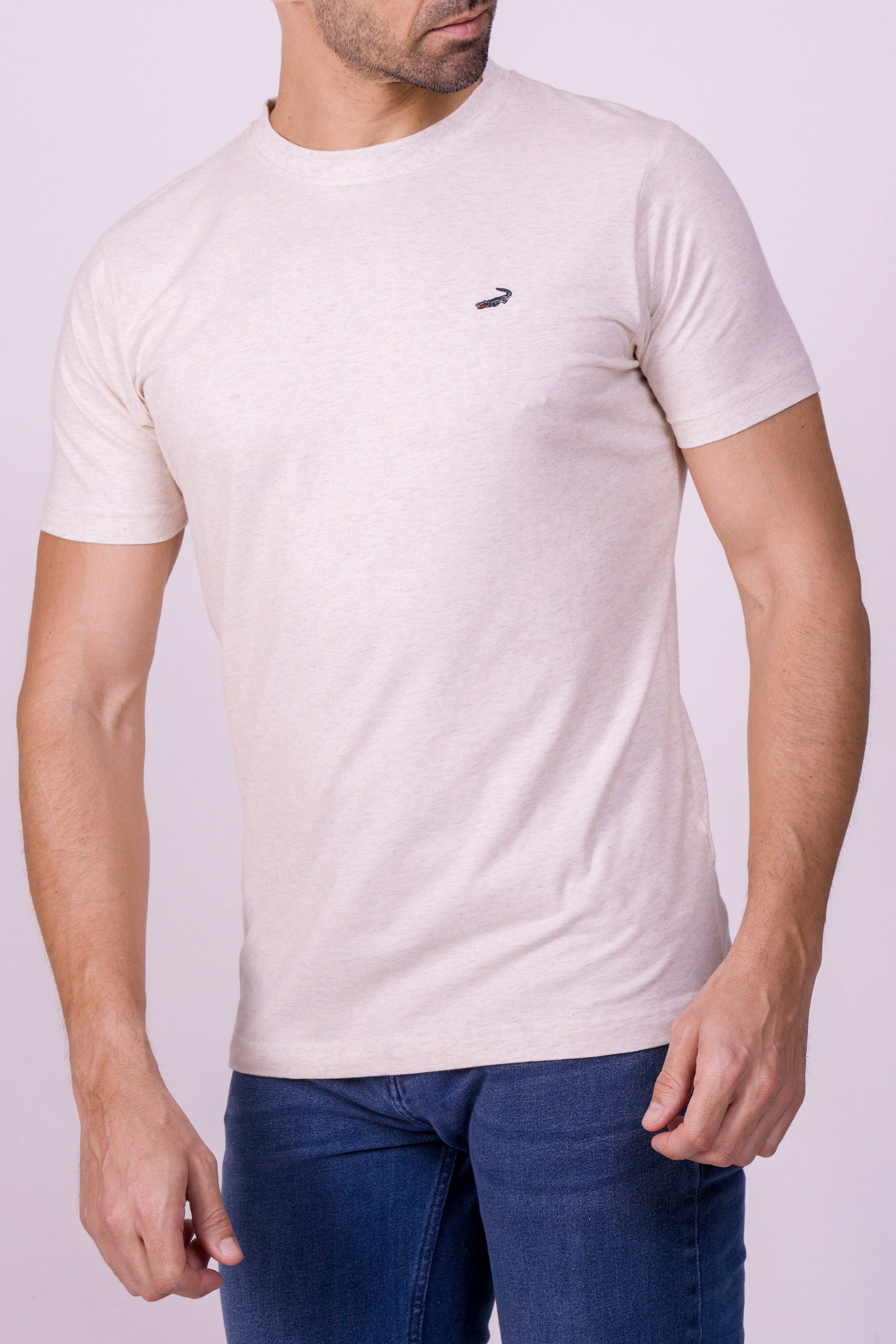 Crocodile Crew Neck  Action Fit Hs T Shirt White-Vapous Gray