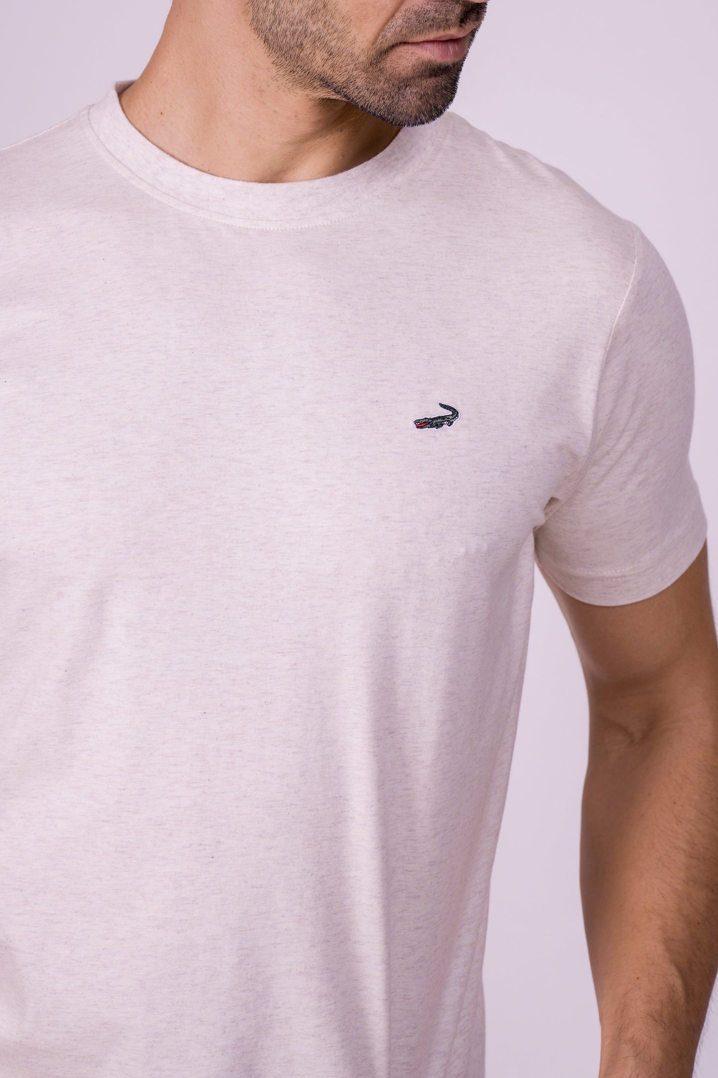 Crocodile Crew Neck  Action Fit Hs T Shirt White-Vapous Gray