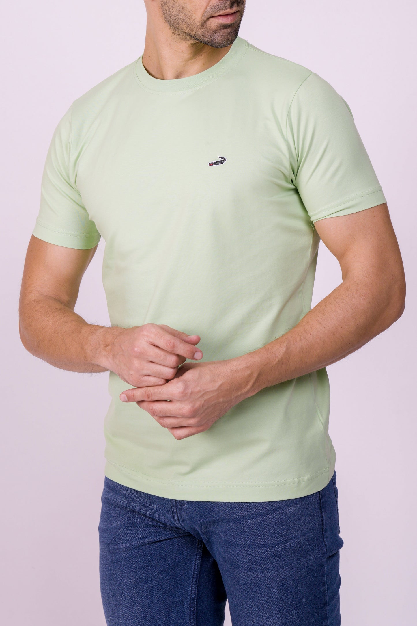 Crocodile Crew Neck  Action Fit Hs T Shirt Green - Pastel Green