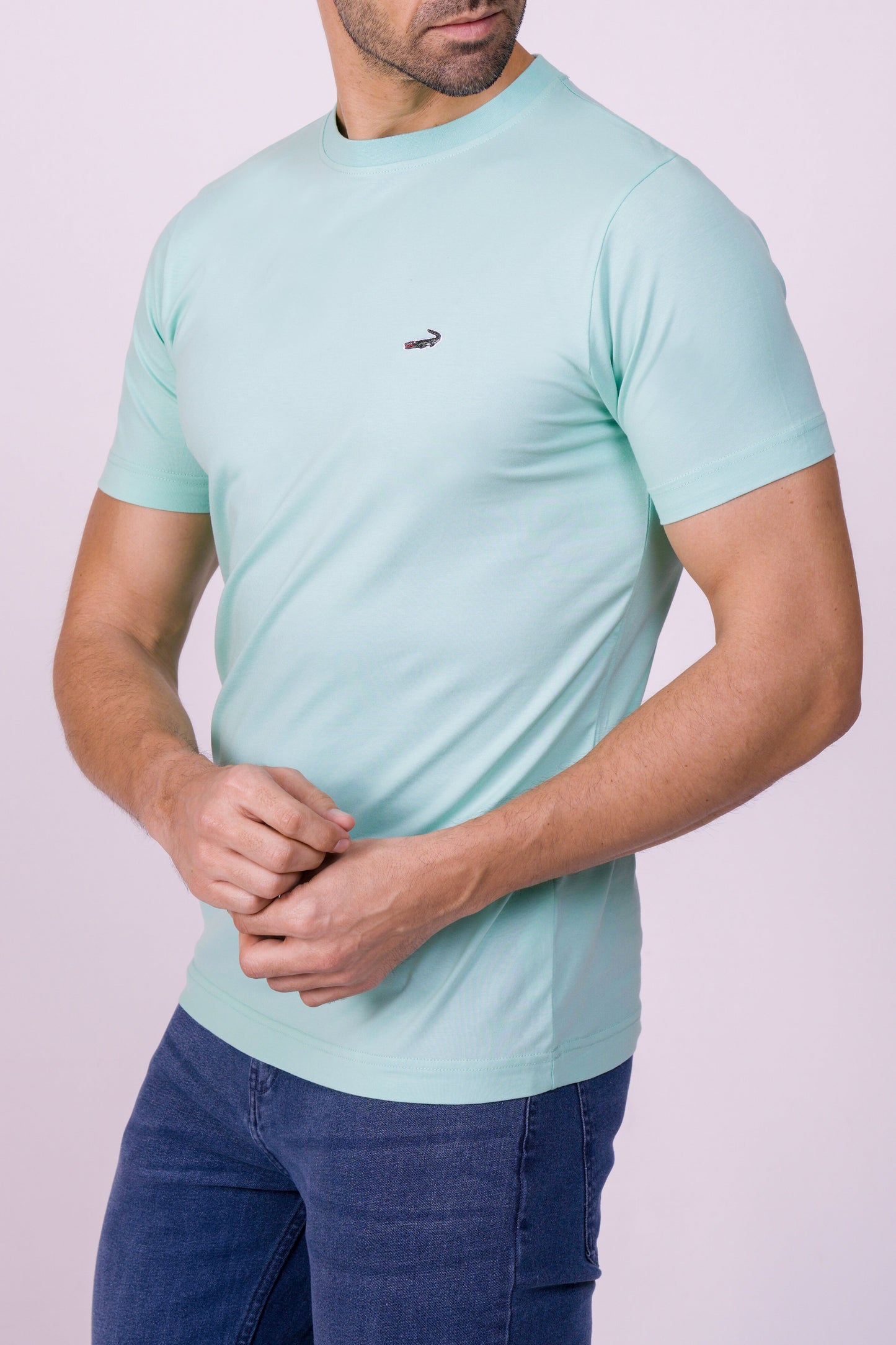 Crocodile Crew Neck  Action Fit Hs T Shirt Green - Biscay Green