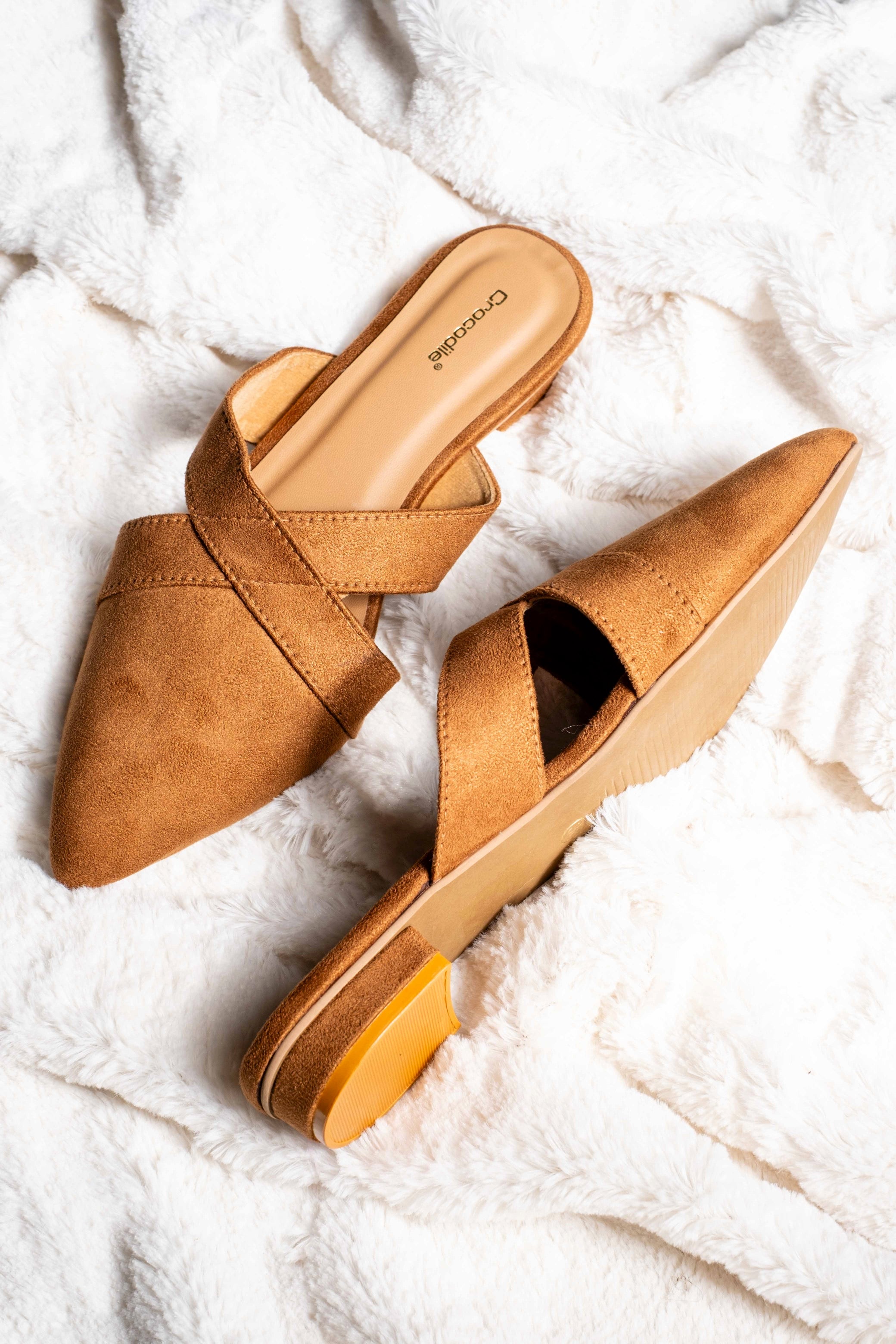 Beige hot sale mule flats