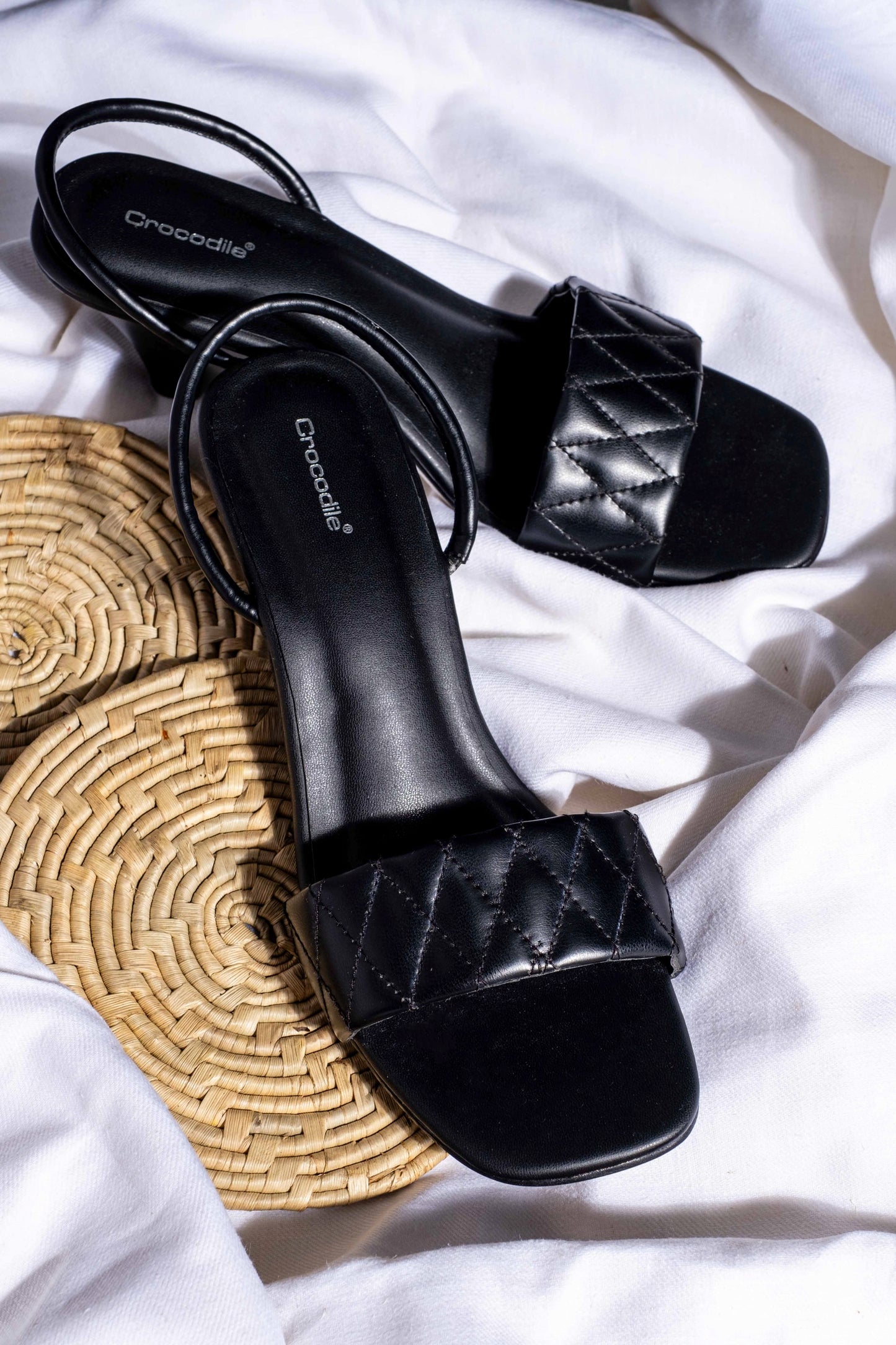 Lysandra - Black Sling-back Stiletto Heels with Square Toe