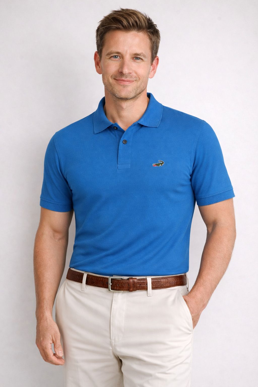 Crocodile Pima Polo Slim Fit HS T-Shirt Methly Blue